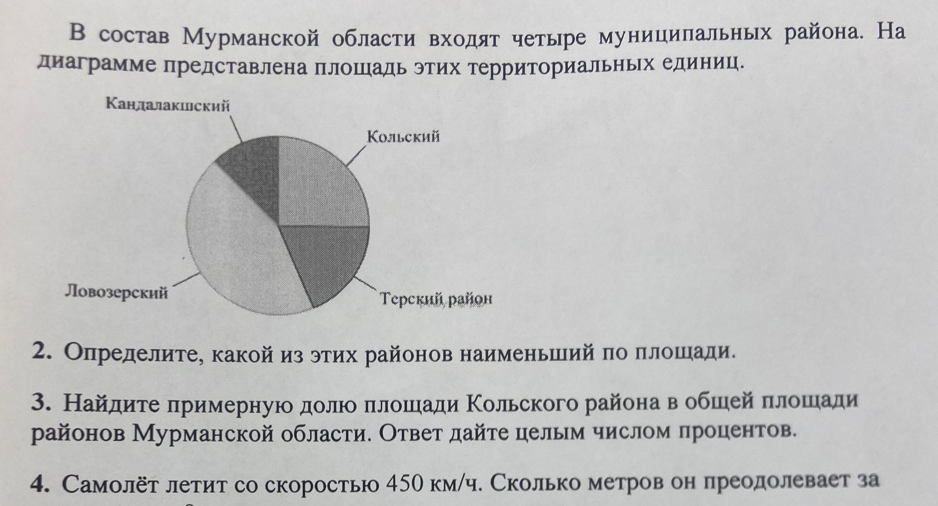 Фото задания: 2. Определите, какой из этих районов наименьший по площади.