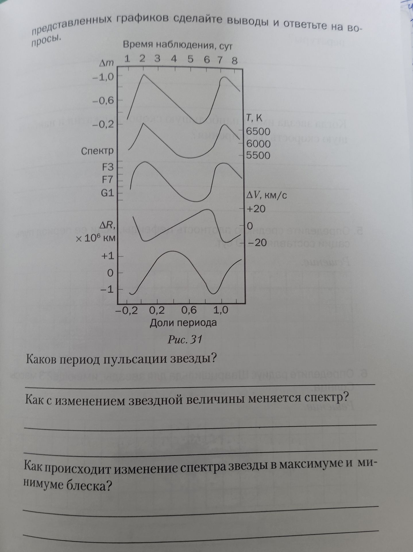 Фото задания: Каков период пульсации звезды?