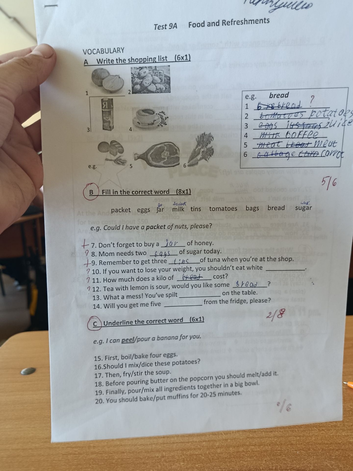 Фото задания: B Fill in the correct word (8x1)
