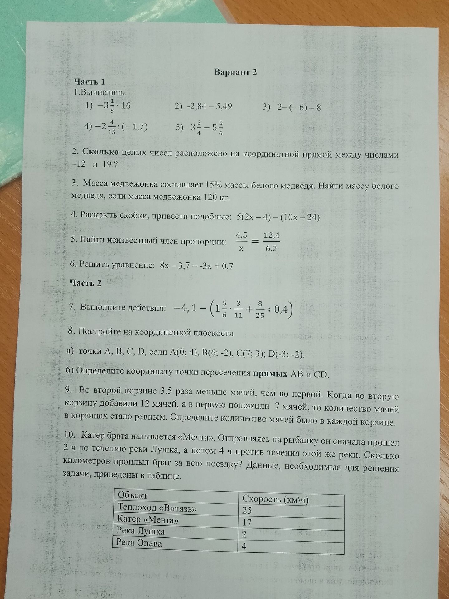 Фото задания: 1. Вычислить. 1) $-3 \frac{1}{8} \cdot 16$ 2) $-2,84 - 5,49$ 3) $2 - (-6) - 8$ 4) $-2 \frac{4}{15} : (-1,7)$ 5) $3…