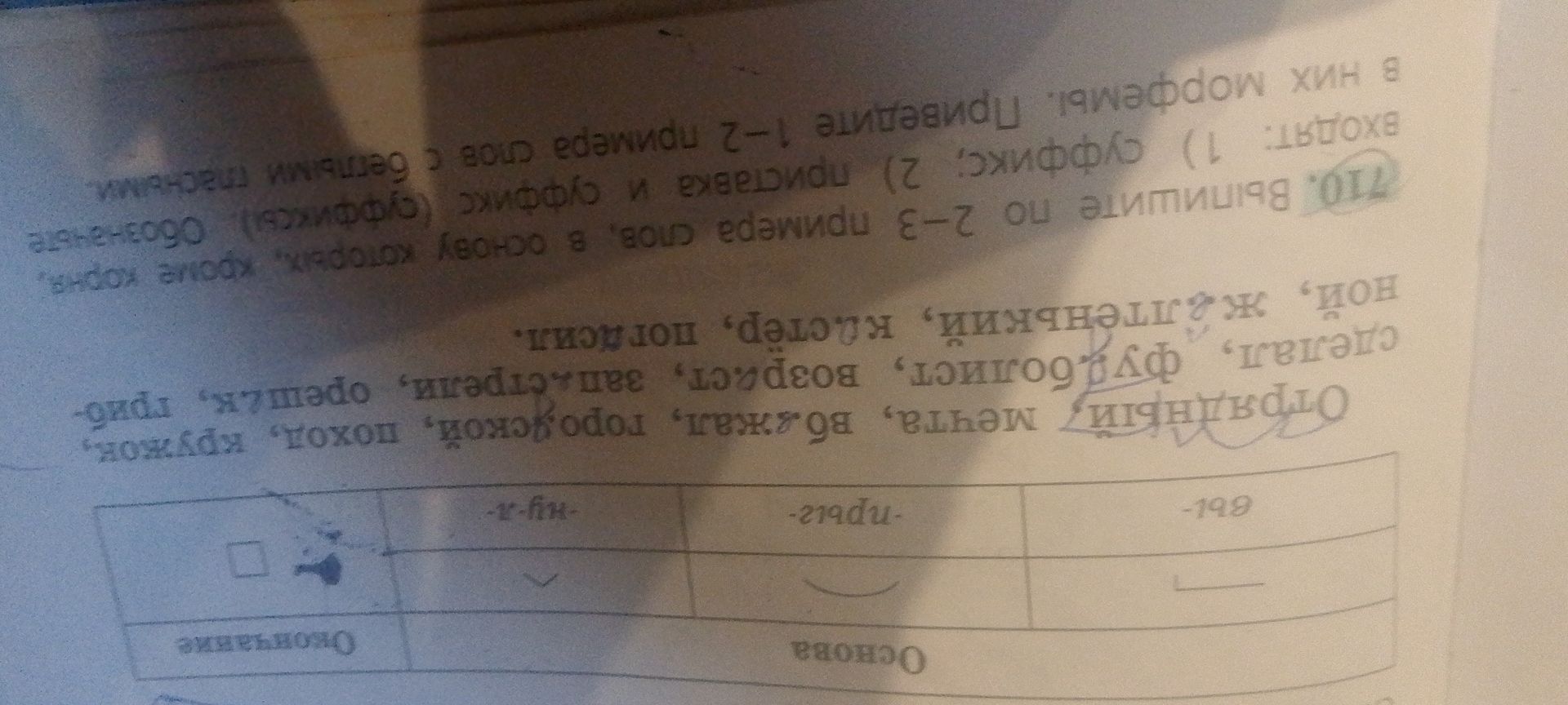 Фото задания: 710. Выпишите по 2-3 примера слов, в основу которых, кроме корня, входят: 1) суффикс; 2) приставка и суффикс (суффиксы).…