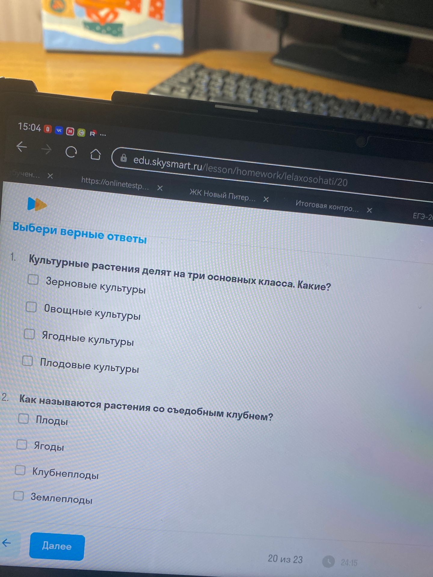 Фото задания: 2. Как называются растения со съедобным клубнем?