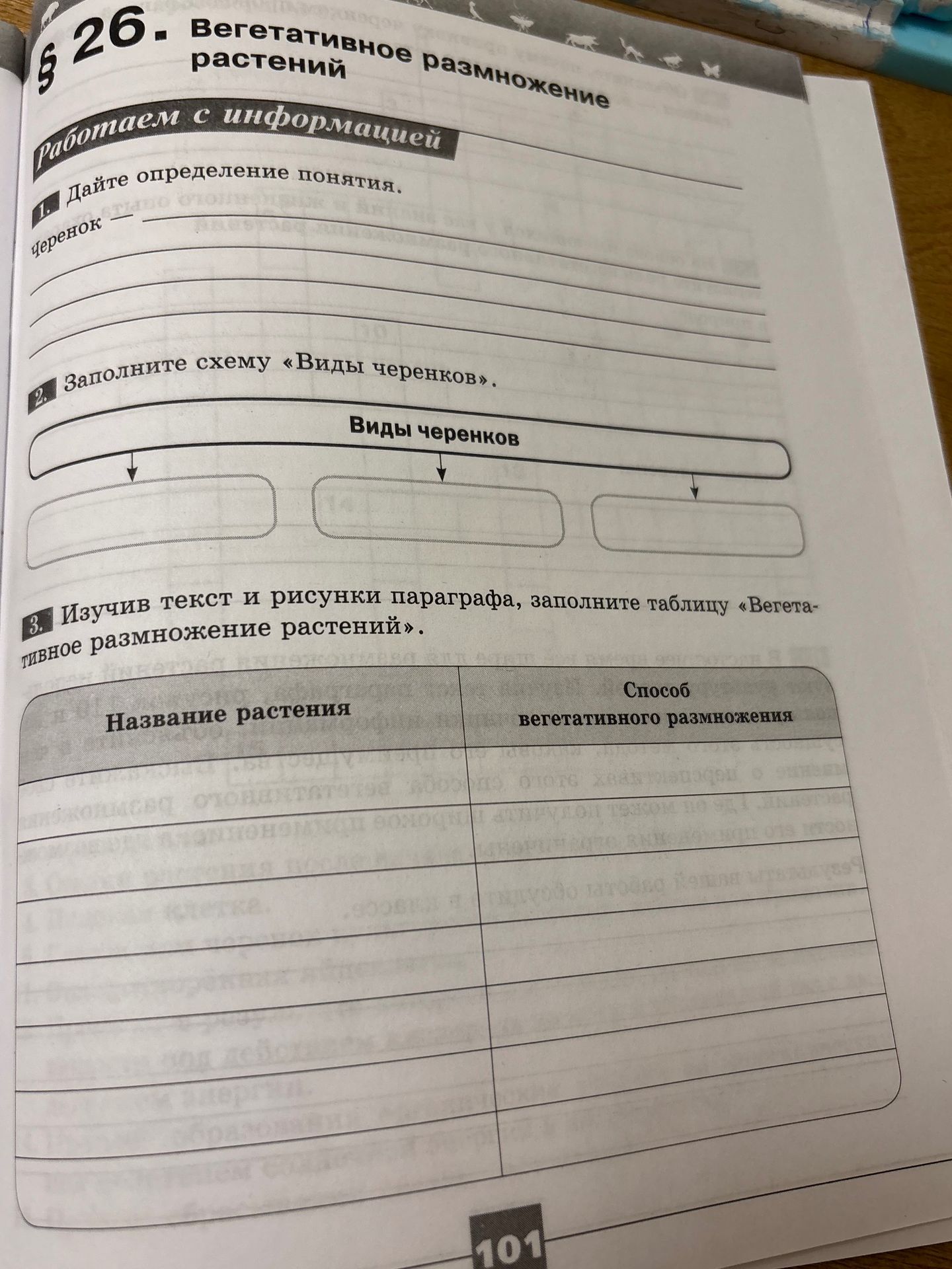 Фото задания: 2. Заполните схему «Виды черенков».
