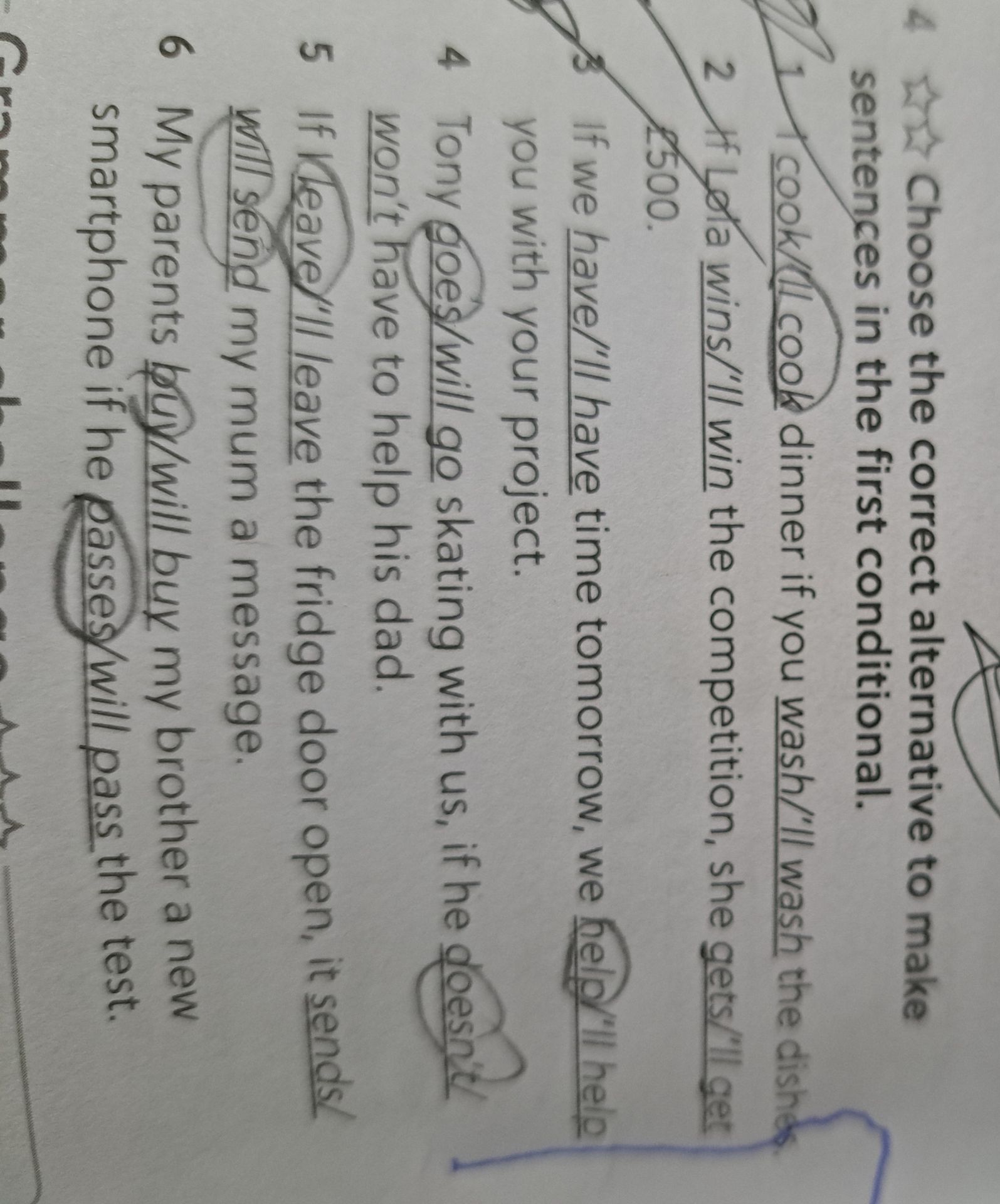 Фото задания: Choose the correct alternative to make sentences in the first conditional.