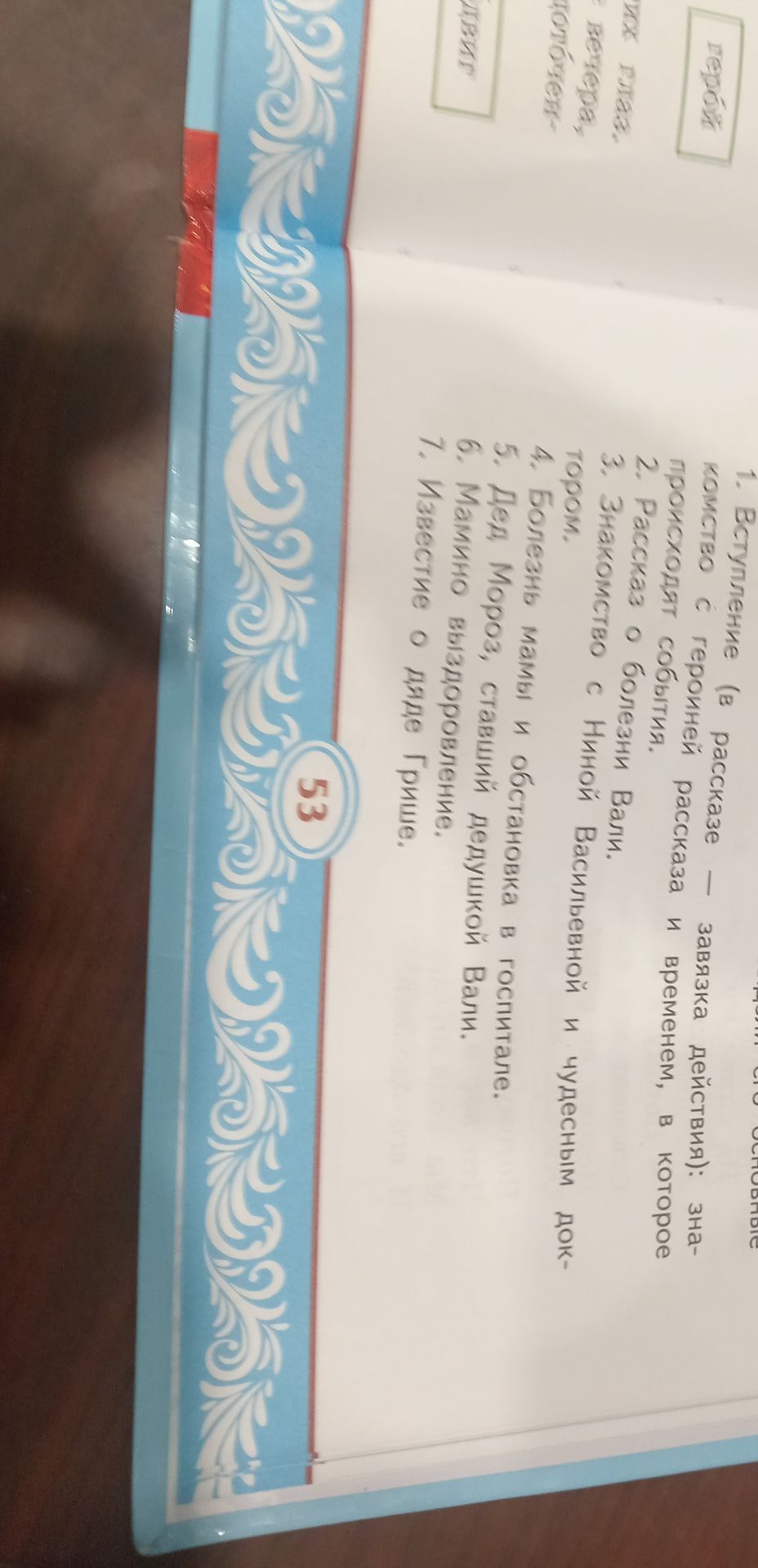 Фото задания: 1. Вступление (в рассказе — завязка действия): знакомство с героиней рассказа и временем, в которое происходят события. 2.…
