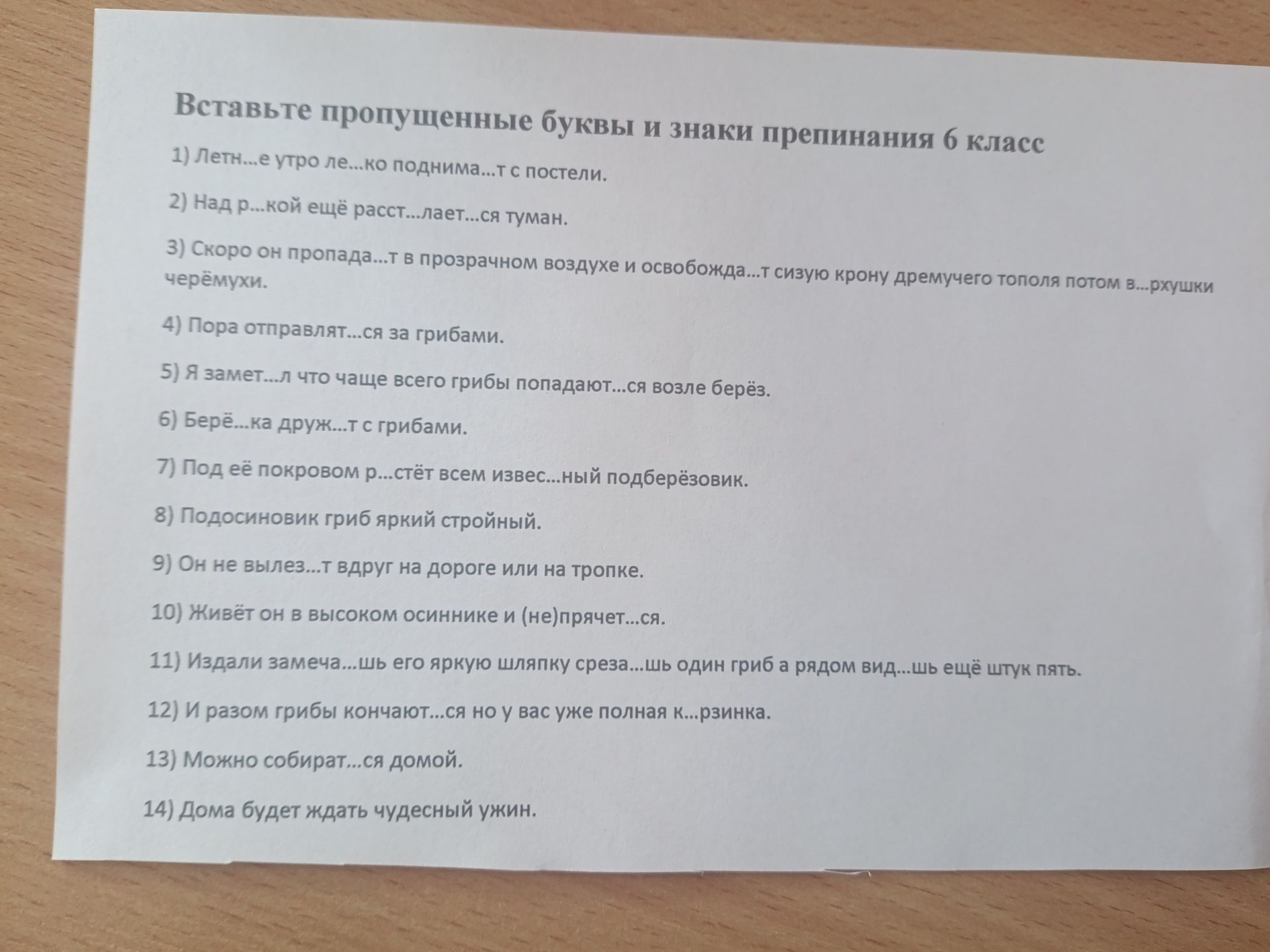 Фото задания: Вставьте пропущенные буквы и знаки препинания 6 класс