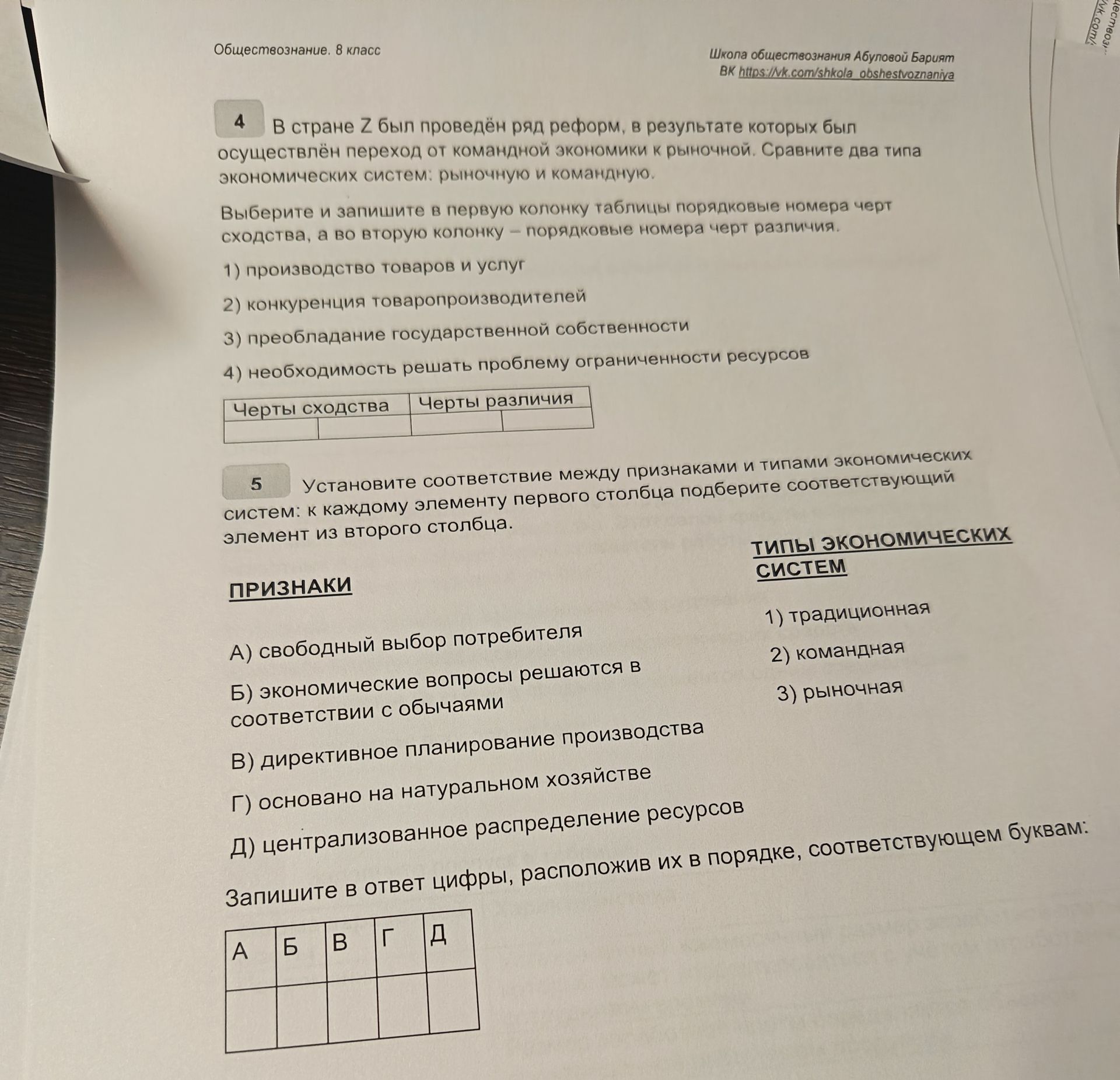 Фото задания: 4 В стране Z был проведён ряд реформ, в результате которых был осуществлён переход от командной экономики к рыночной.…
