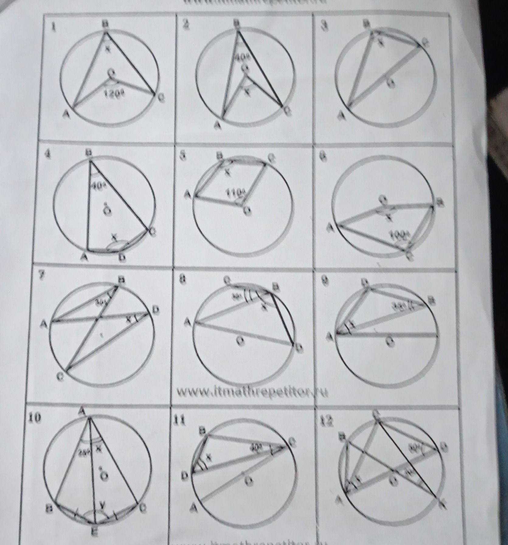 Фото задания: 2. Найдите угол ABC, если угол AOC = 40 градусов, а угол BAC = X.