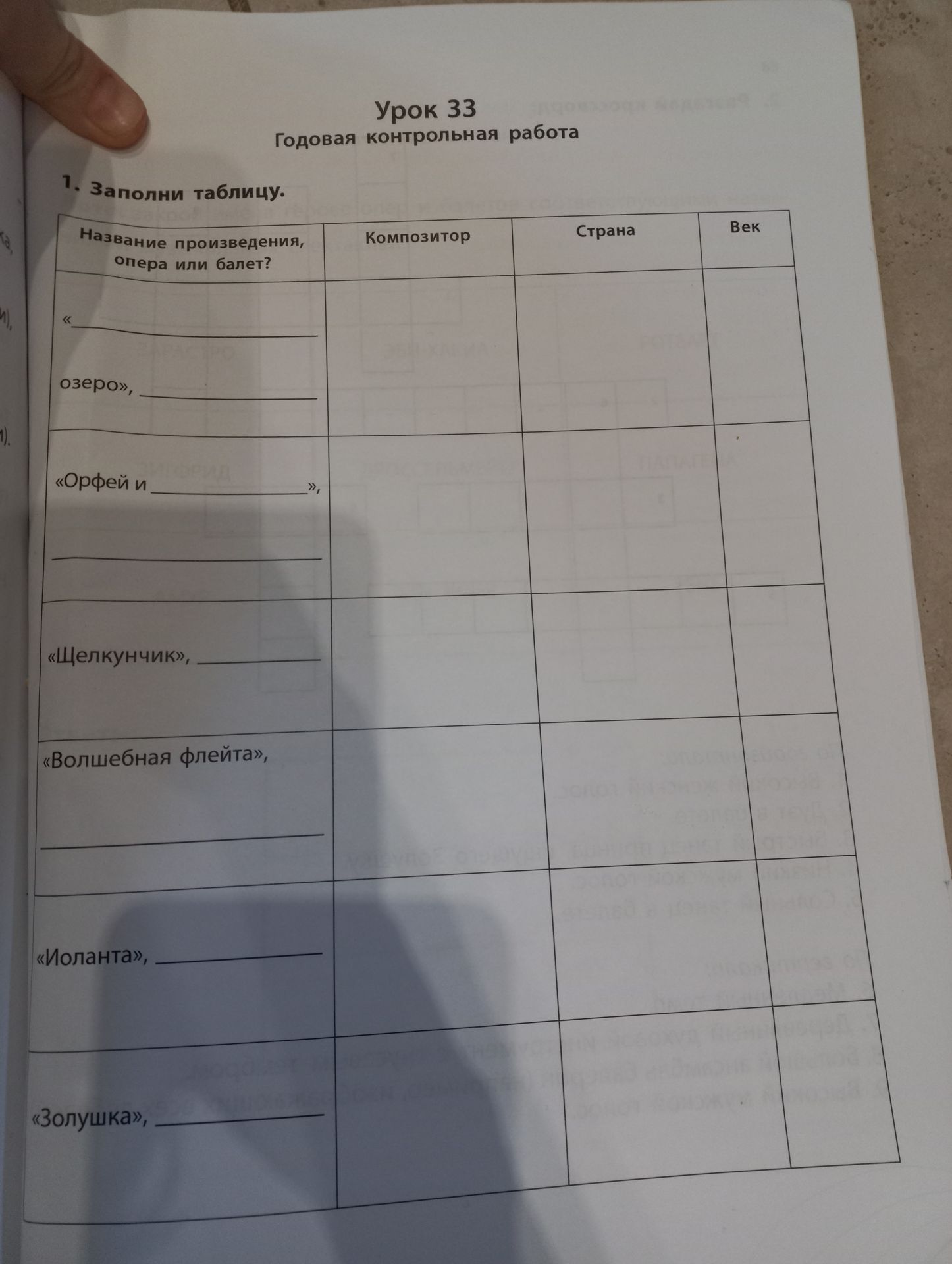 Фото задания: Урок 33 Годовая контрольная работа 1. Заполни таблицу.