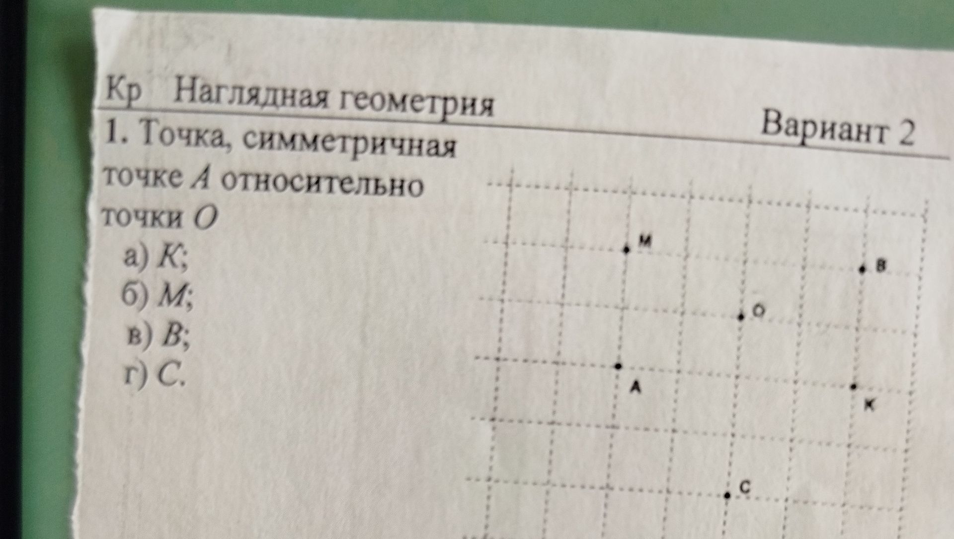 Фото задания: 1. Точка, симметричная точке А относительно точки О