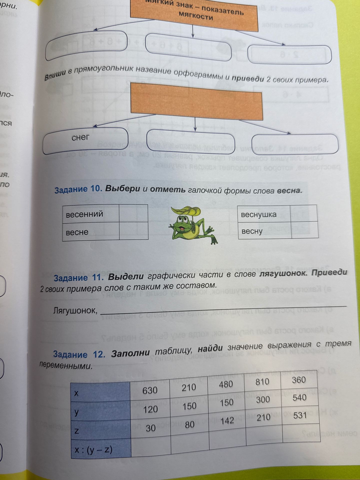 Фото задания: Задание 10. Выбери и отметь галочкой формы слова весна.