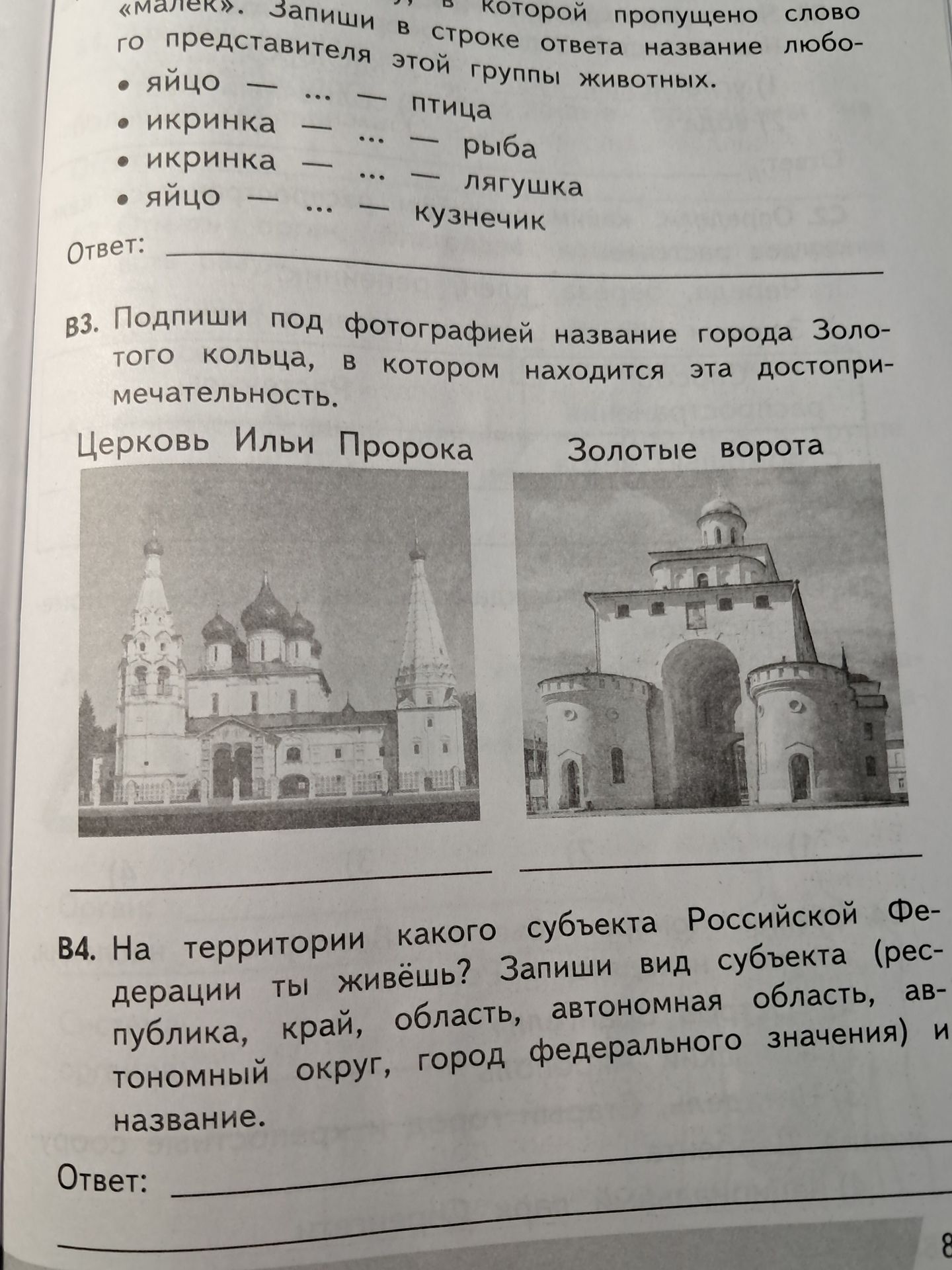 Фото задания: На территории какого субъекта Российской Федерации ты живёшь? Запиши вид субъекта (республика, край, область, автономная…