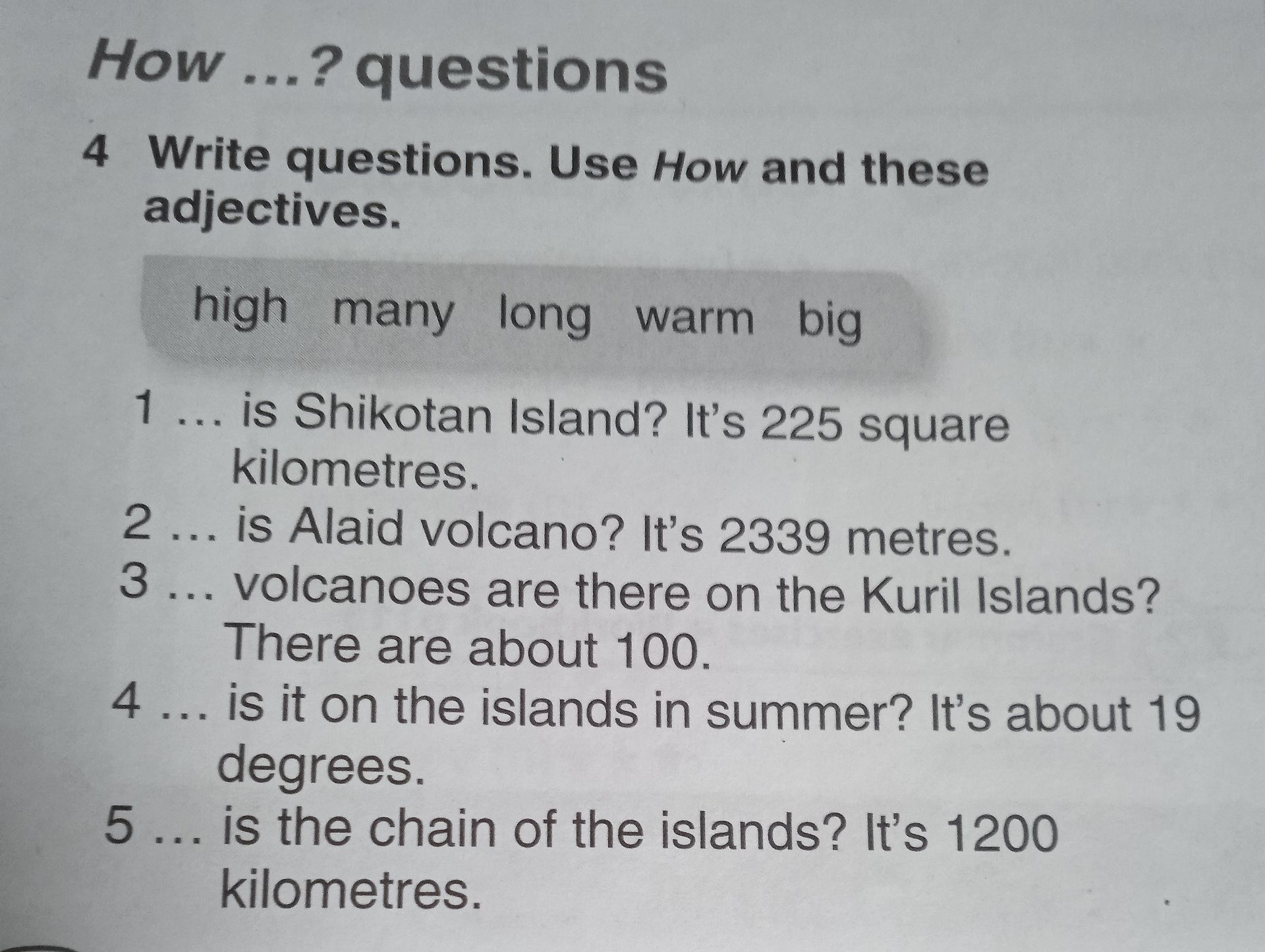 Фото задания: 1 ... is Shikotan Island? It's 225 square kilometres.