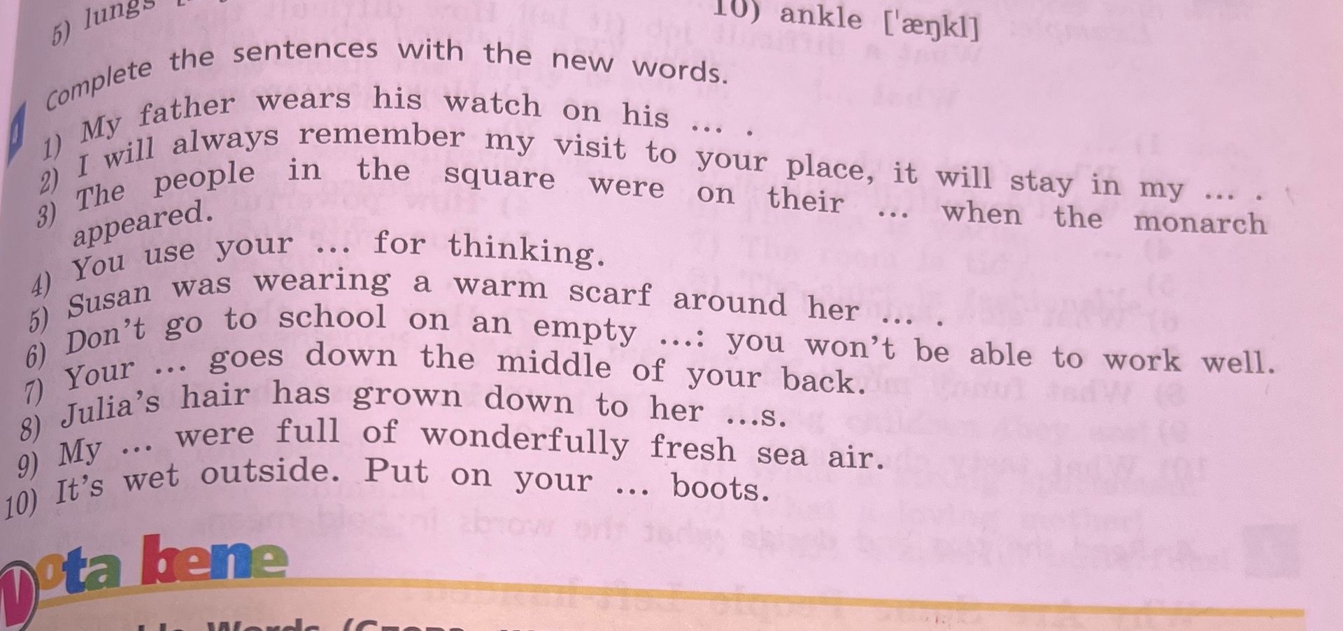 Фото задания: 4) You use your ... for thinking.