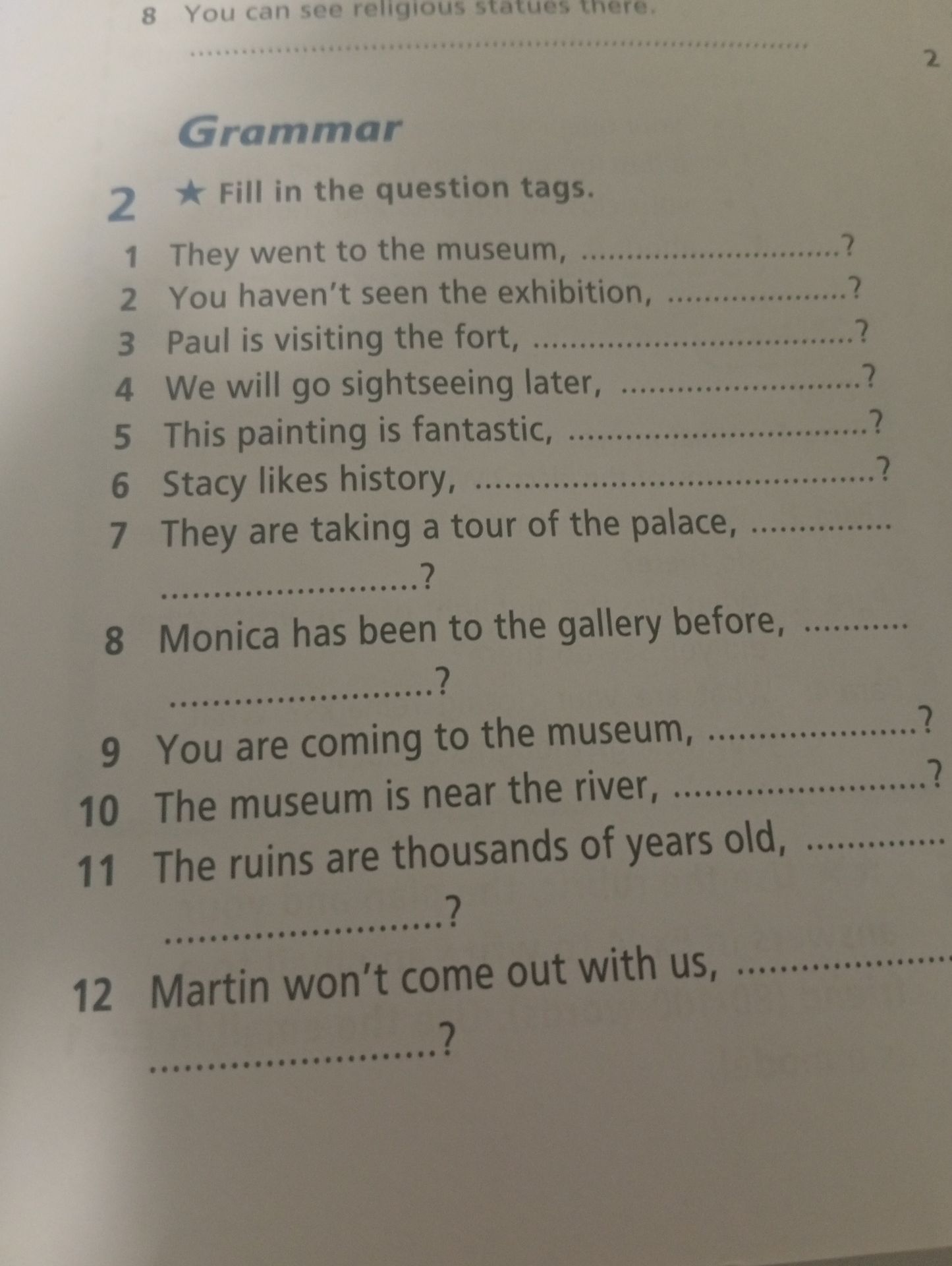 Фото задания: Grammar 2 Fill in the question tags.