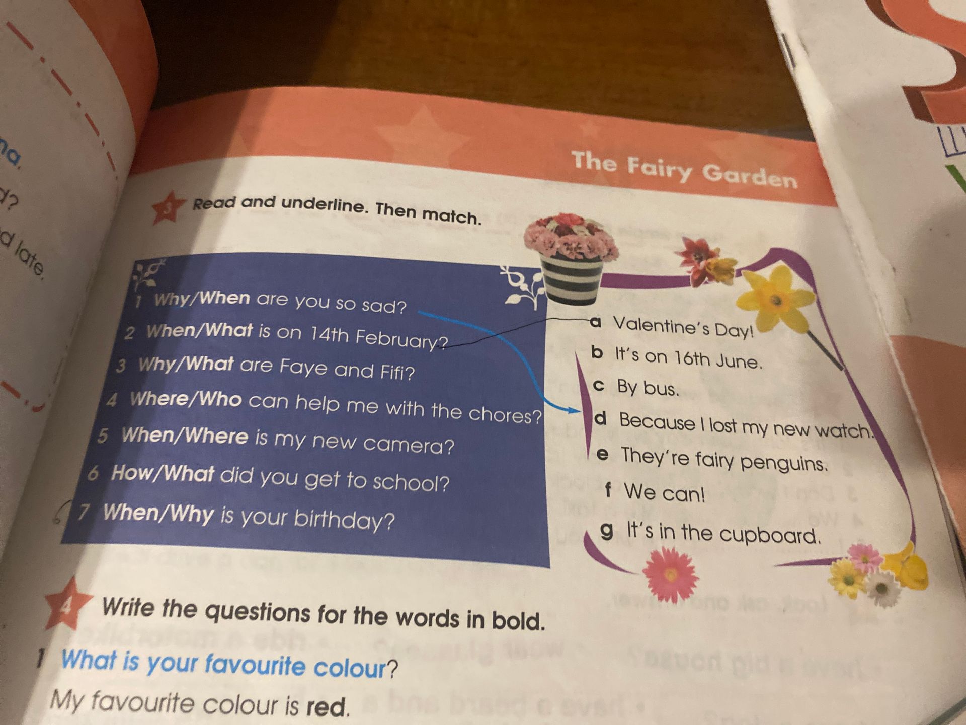Фото задания: Read and underline. Then match. The Fairy Garden