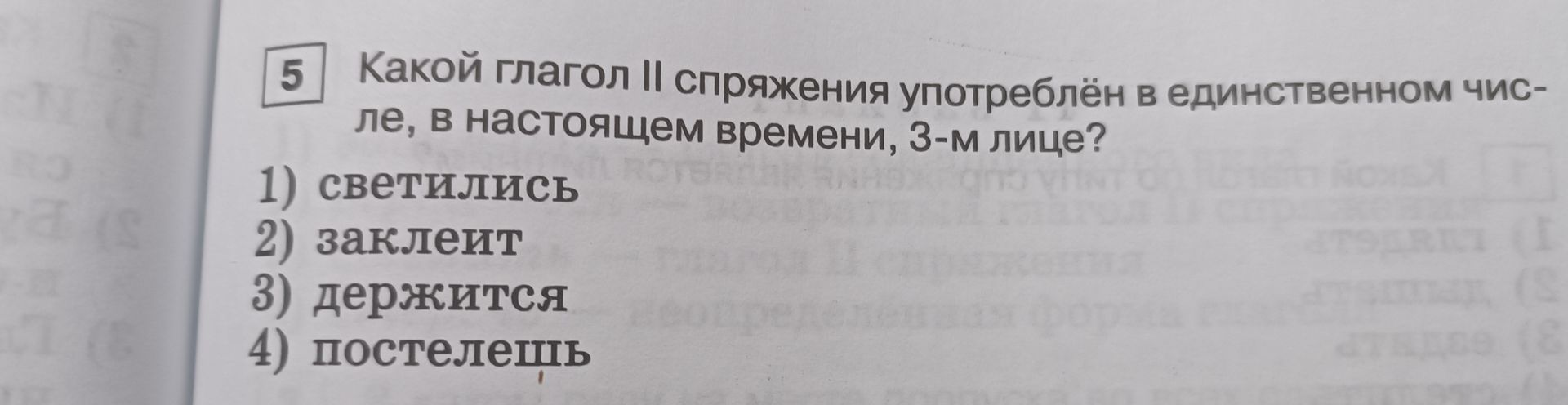 Фото задания: Какой глагол II спряжения употреблён в единственном числе, в настоящем времени, 3-м лице?