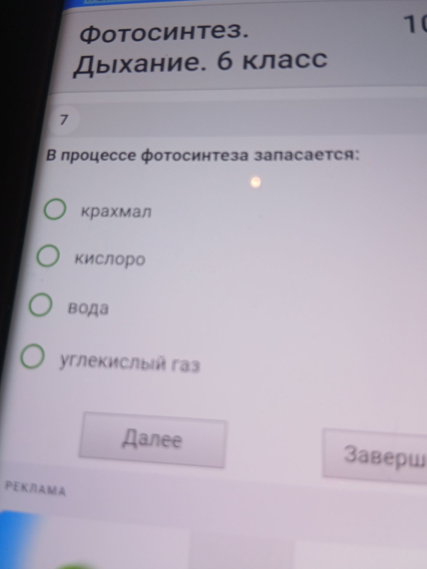 Фото задания: В процессе фотосинтеза запасается: