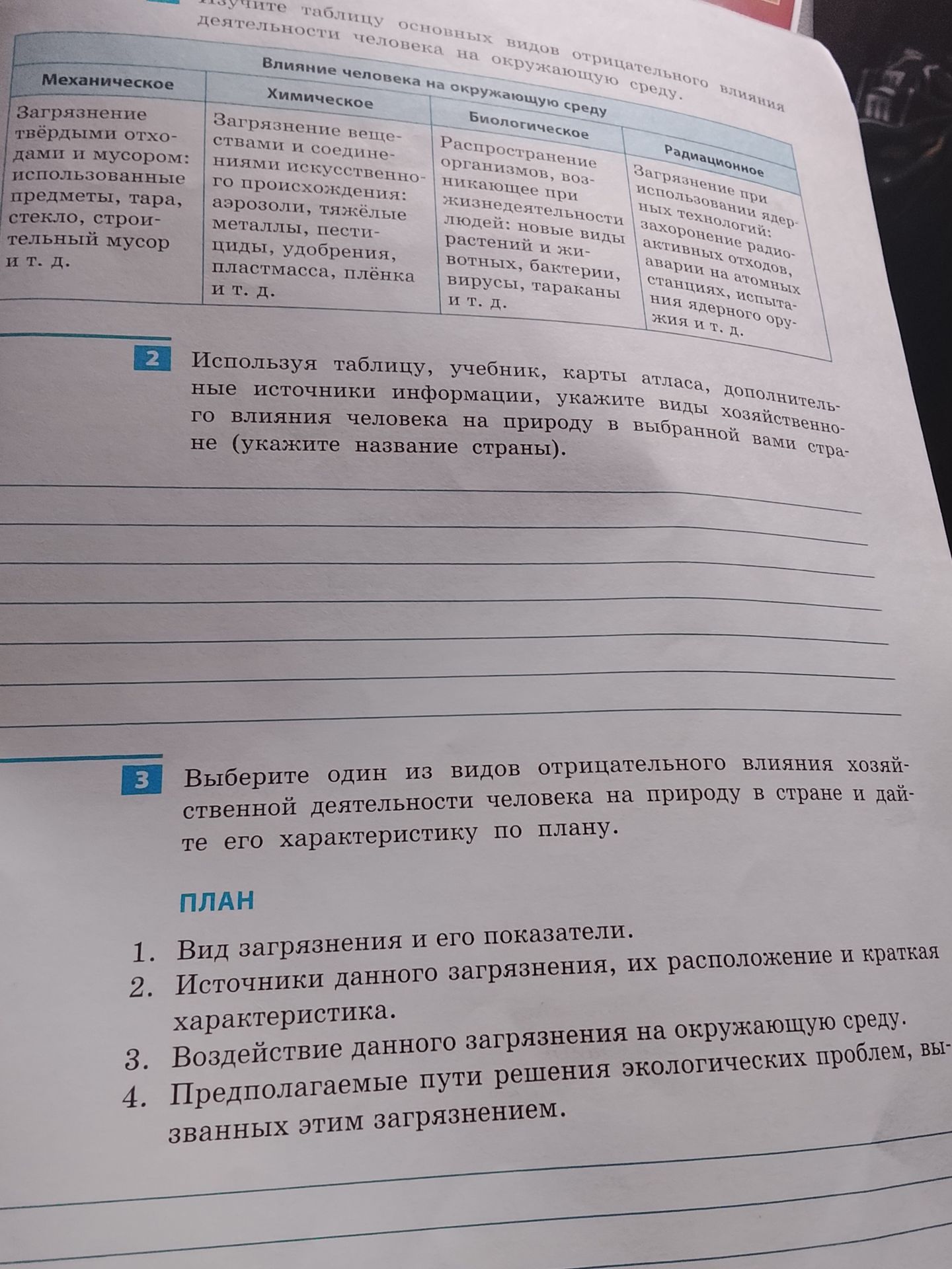 Фото задания: Выберите один из видов отрицательного влияния хозяйственной деятельности человека на природу в стране и дайте его…