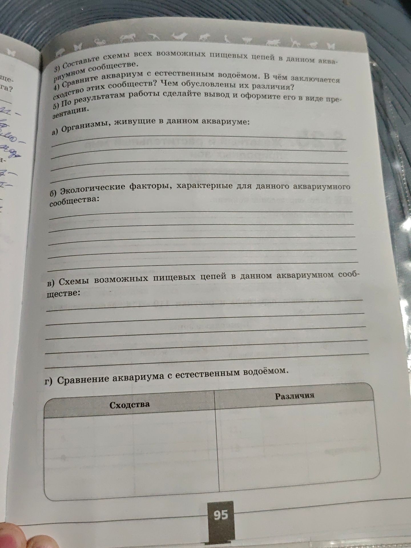 Фото задания: а) Организмы, живущие в данном аквариуме: