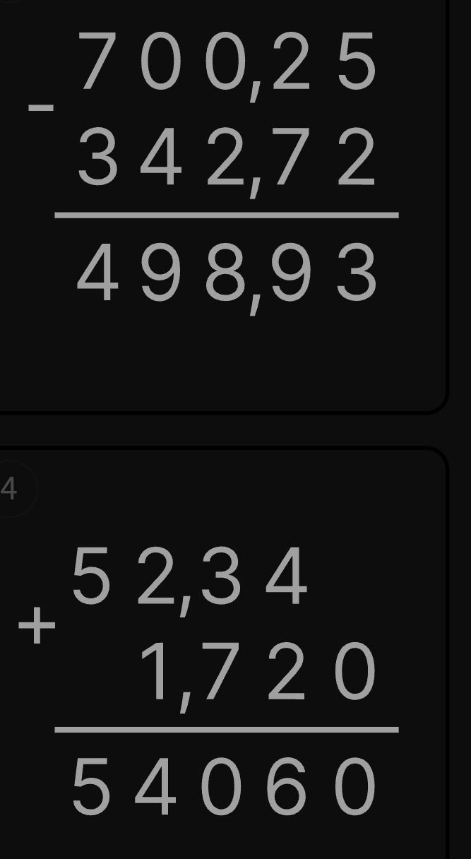 Фото задания: Solve the addition problem: 52.34 + 1.720 ------ 54060