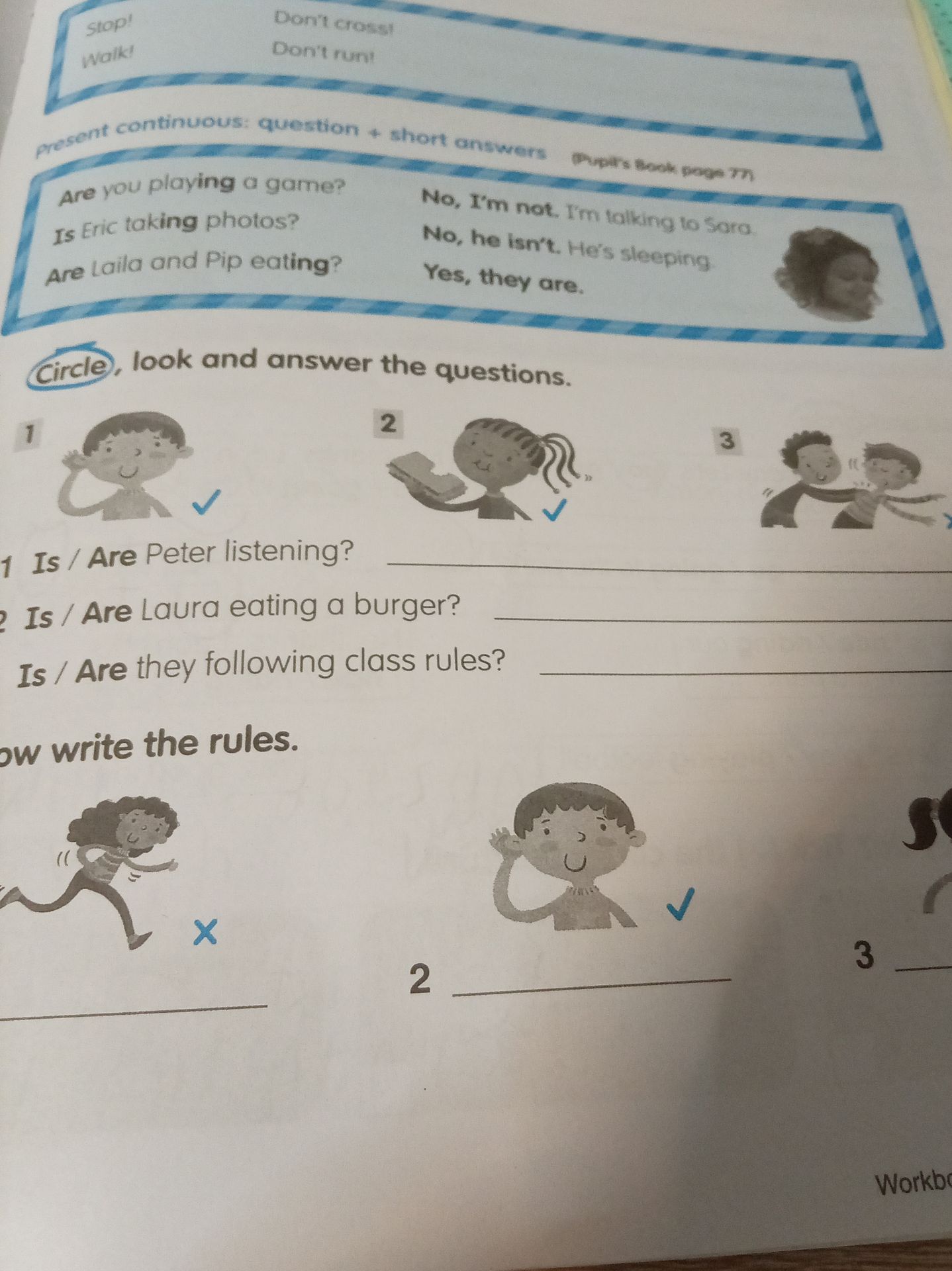 Фото задания: Circle, look and answer the questions.