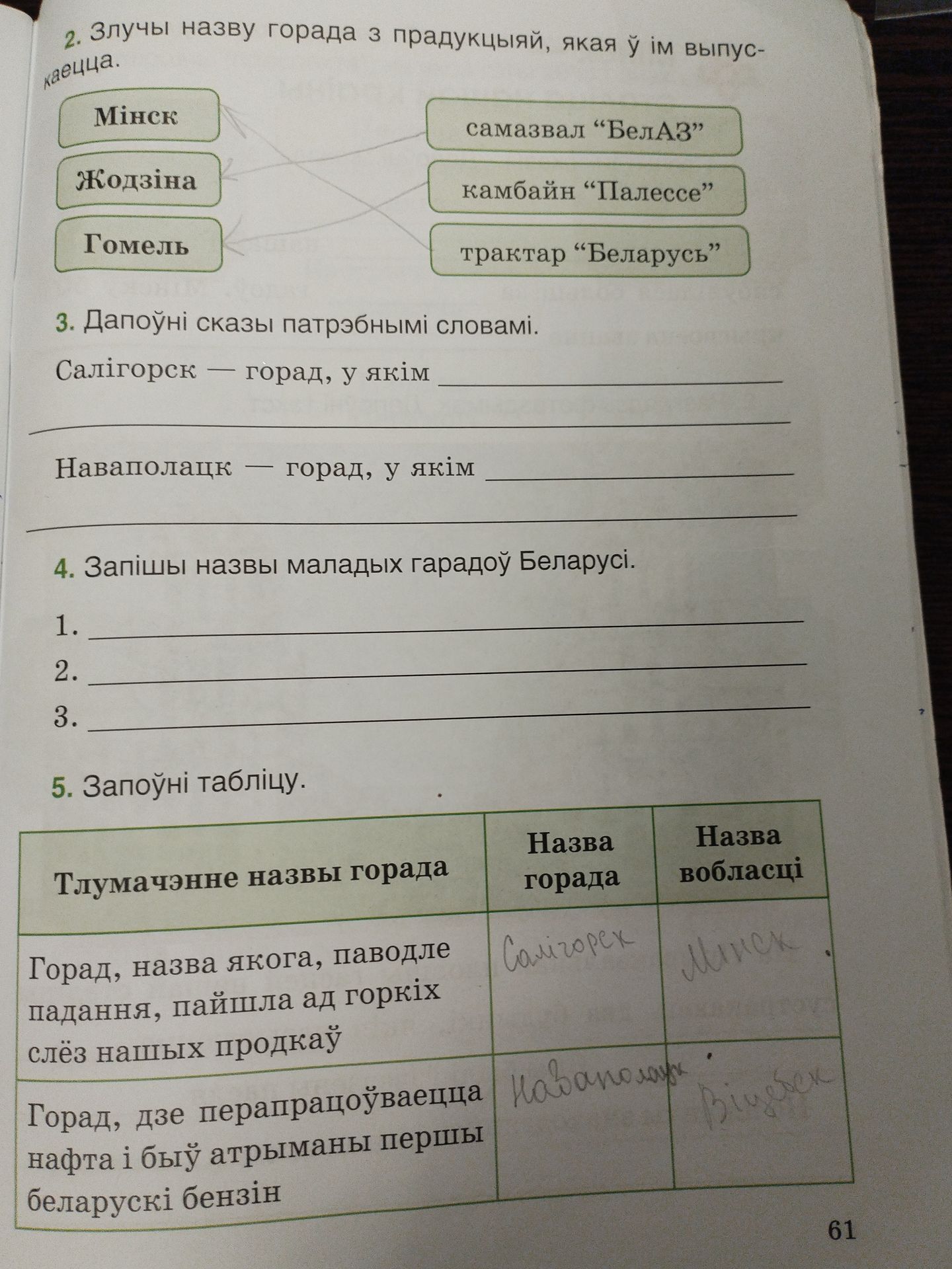 Фото задания: 5. Запоўні табліцу.