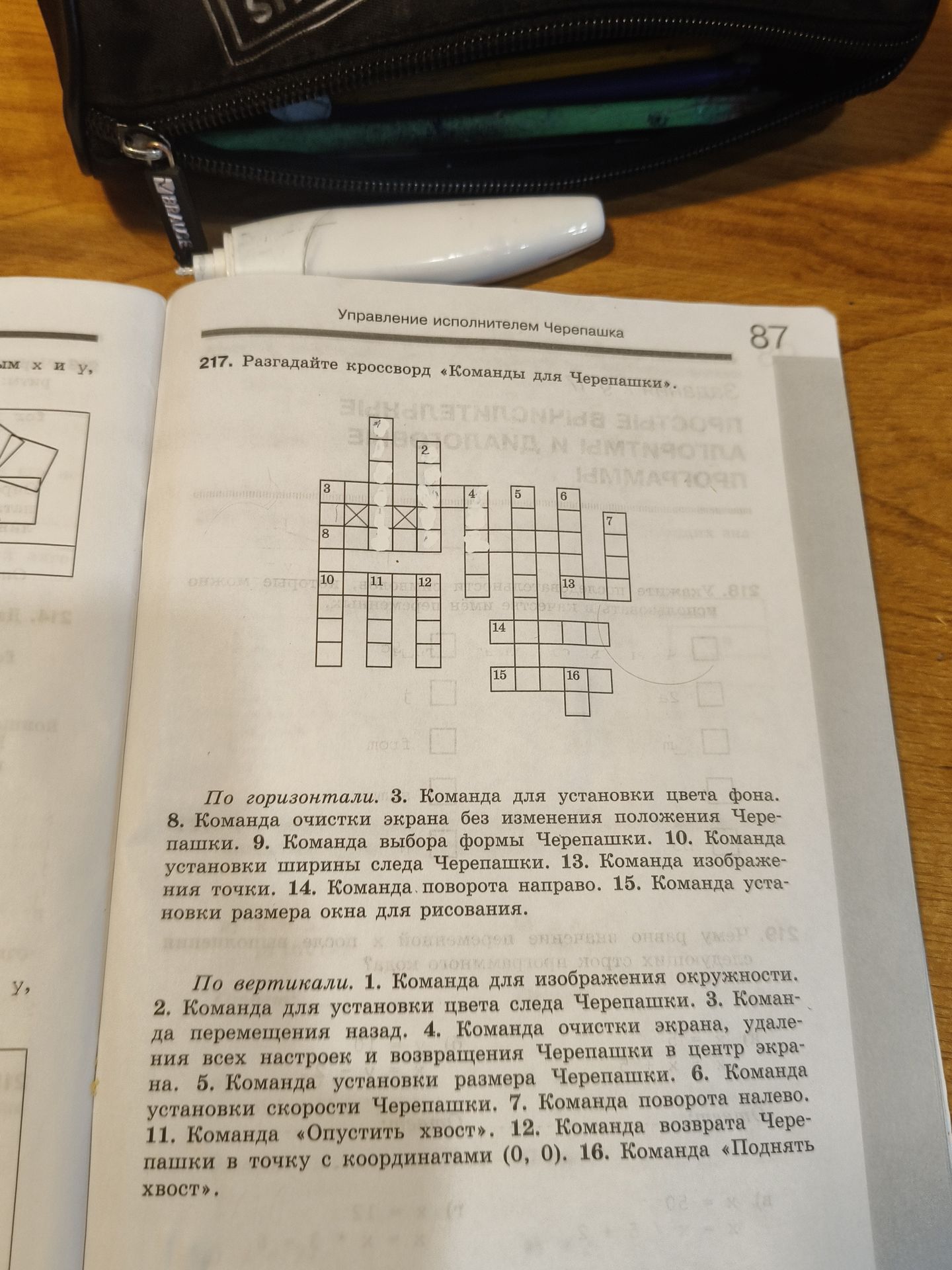 Фото задания: Разгадайте кроссворд «Команды для Черепашки».