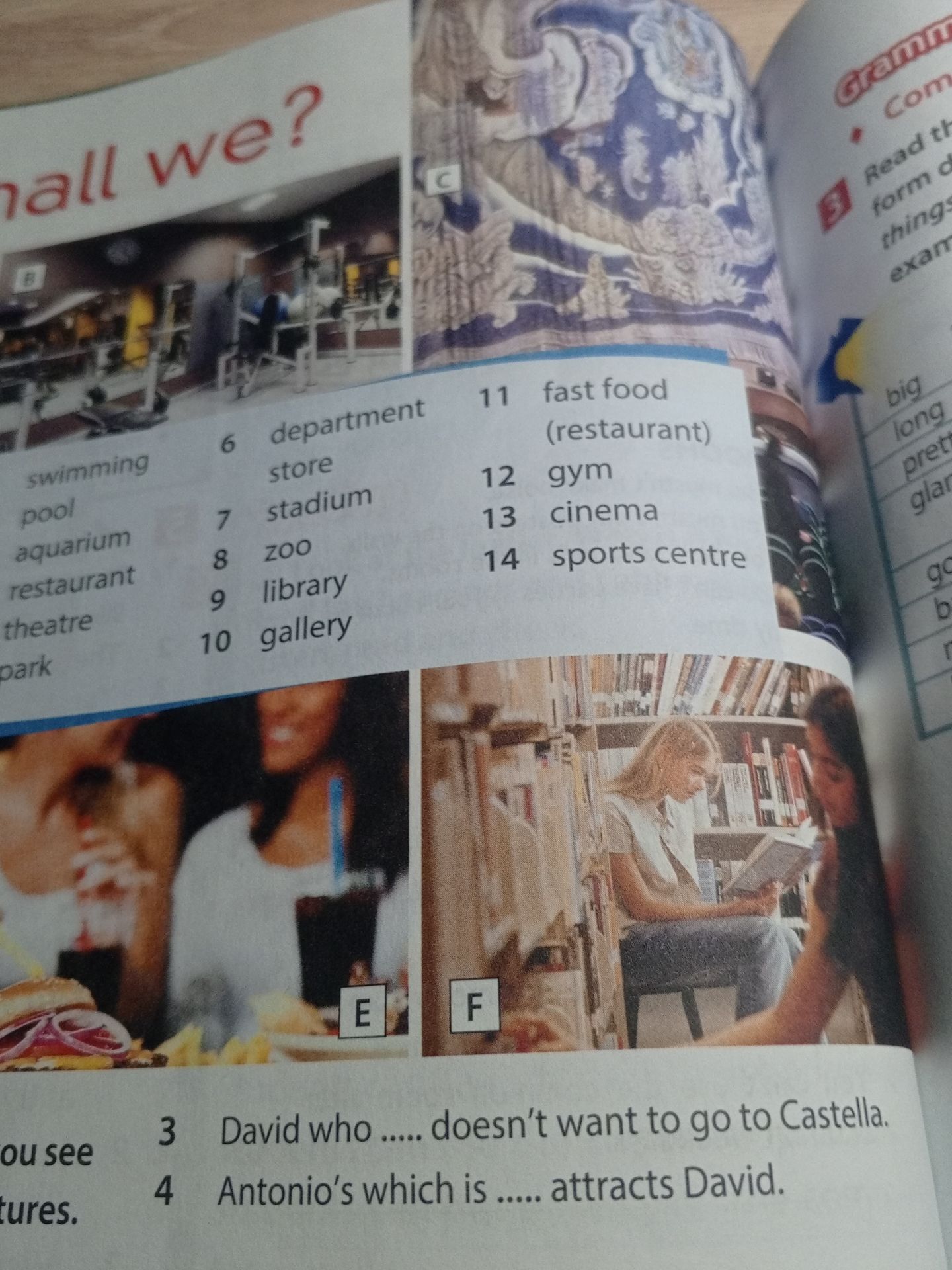 Фото задания: Choose the correct word from the box to complete the sentences. 1. We went to the _ _ _ _ _ _ _ _ _ _ to buy some food. (12…
