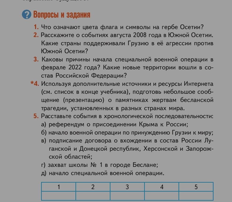Фото задания: 5. Расставьте события в хронологической последовательности: а) референдум о присоединении Крыма к России; б) начало военной…
