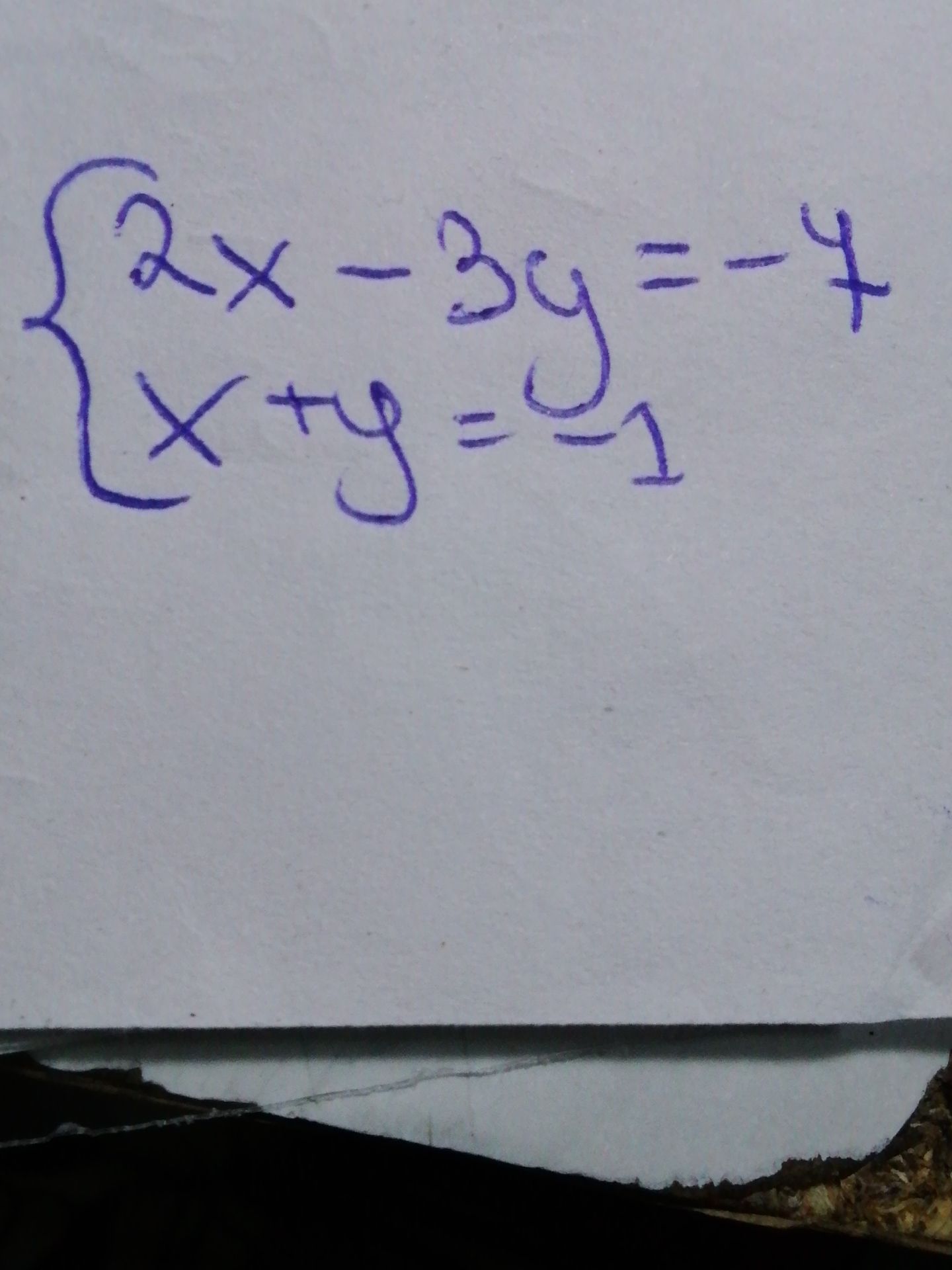 Фото задания: Solve the system of equations: 2x - 3y = -4 x + y = 1