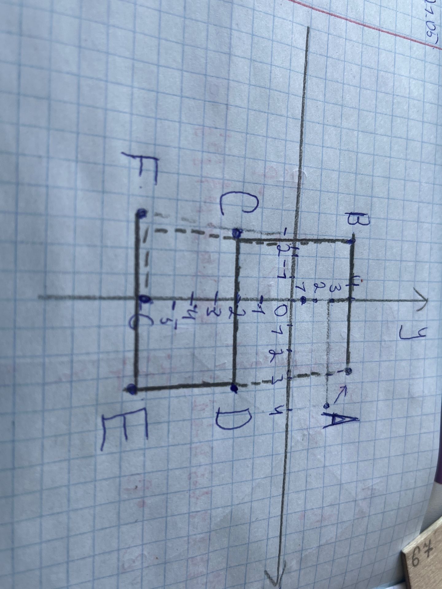 Фото задания: Напишите координаты точек A, B, C, D, E, F.