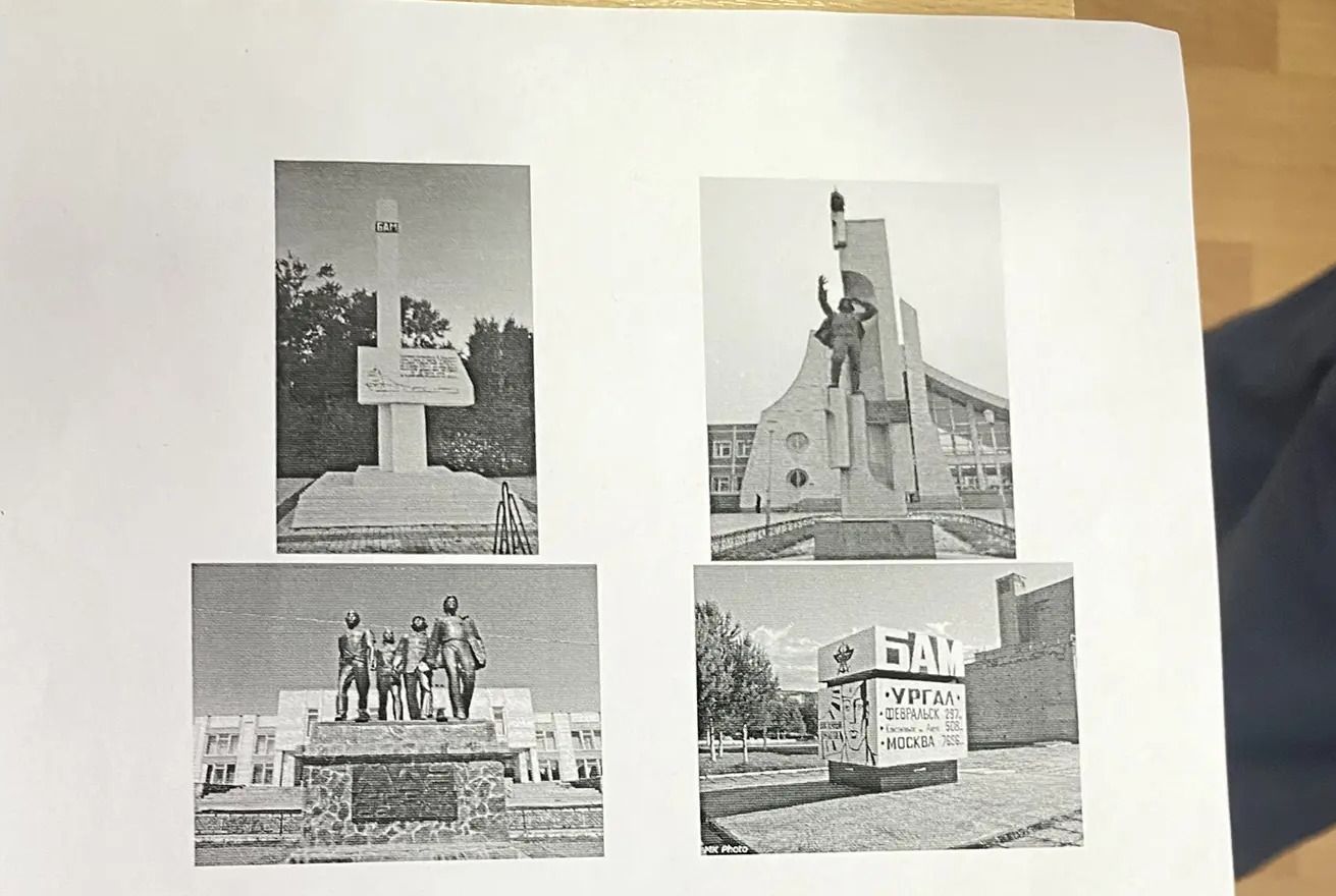 Фото задания: Look at the pictures and answer the questions. What is written on the monument in the top left picture?