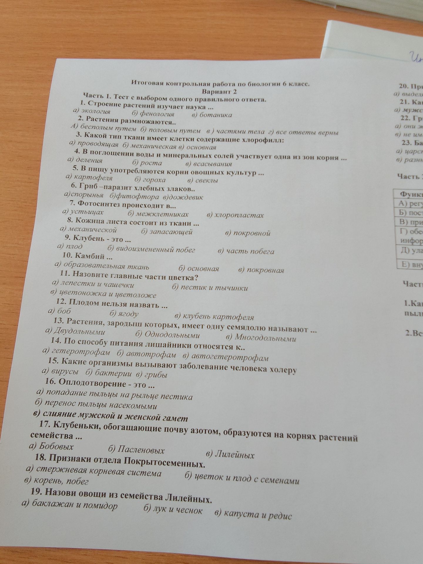 Фото задания: 12. Плодом нельзя назвать ... а) боб б) ягоду в) клубень картофеля