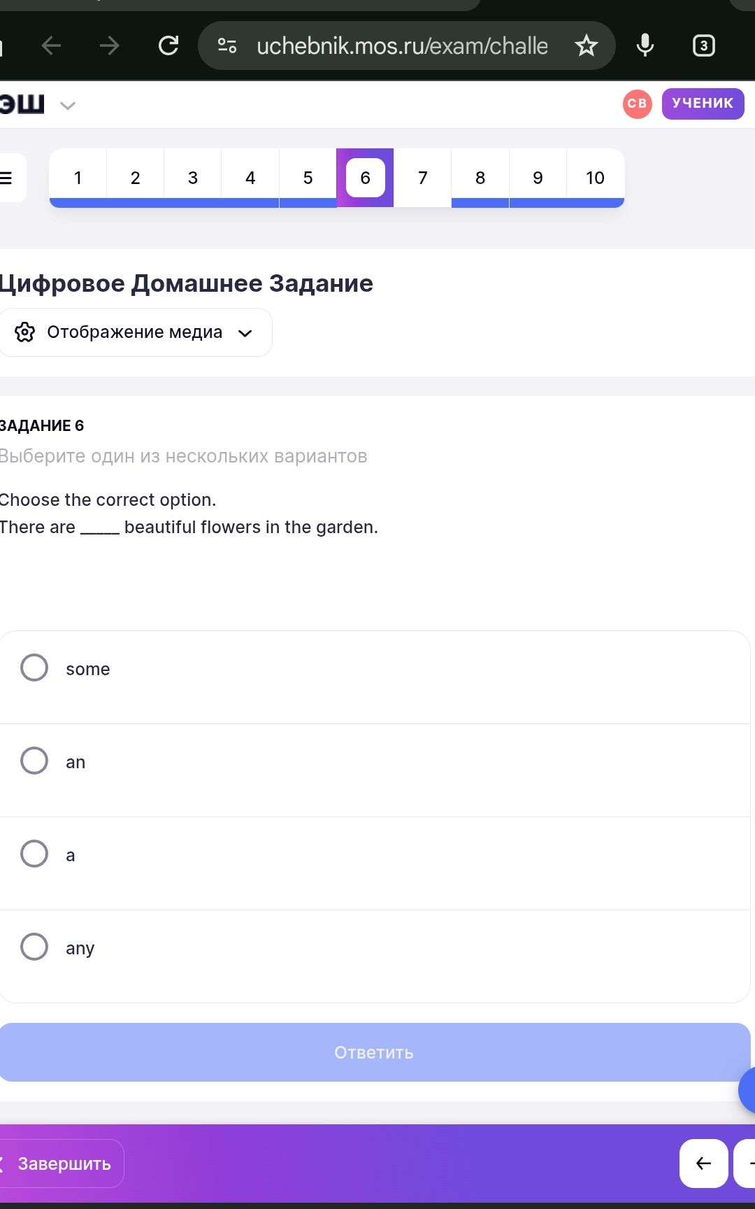 Фото задания: Choose the correct option. There are ____ beautiful flowers in the garden.