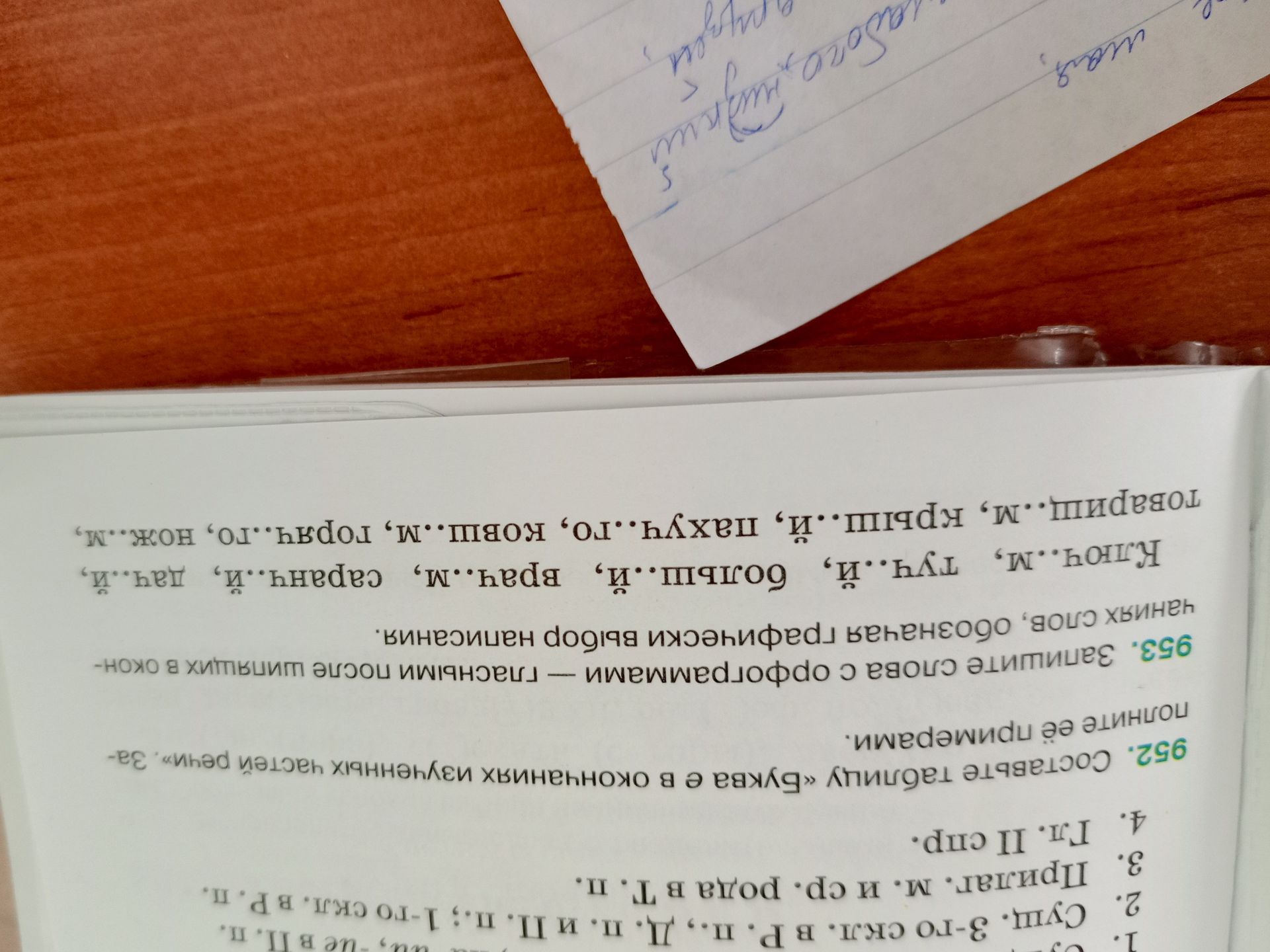 Фото задания: 952. Составьте таблицу «Буква е в окончаниях изученных частей речи». Заполните её примерами.