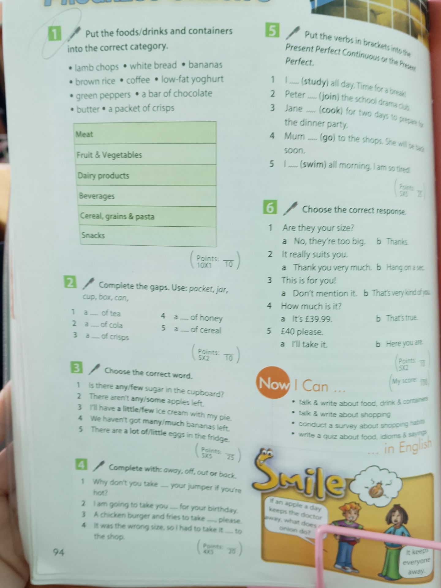 Фото задания: 1 Put the foods/drinks and containers into the correct category.