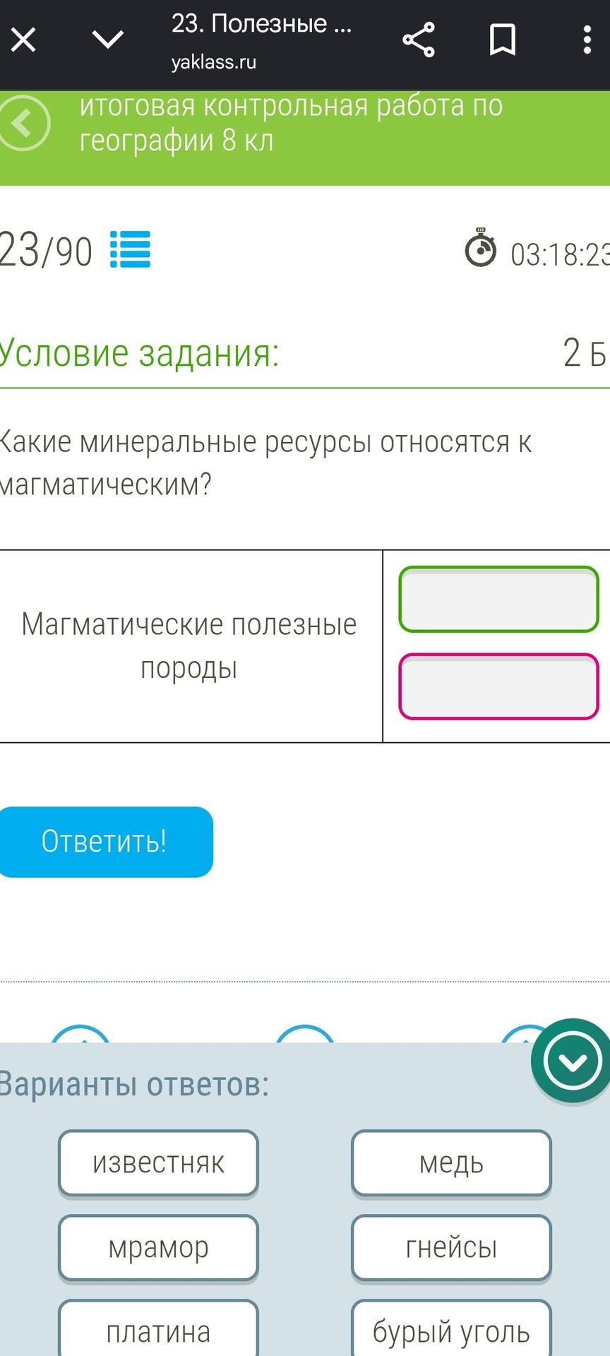 Фото задания: Какие минеральные ресурсы относятся к магматическим?