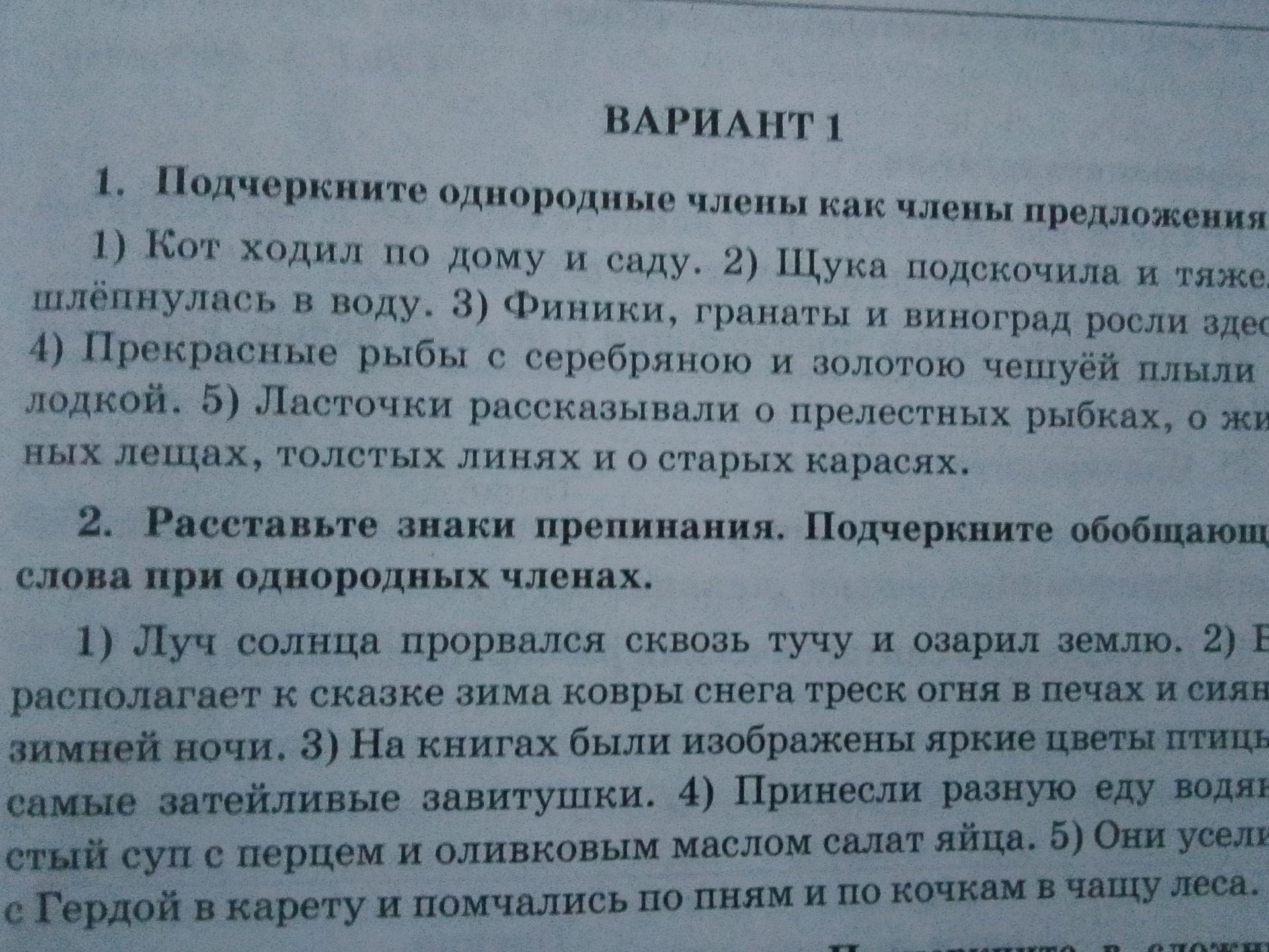 Фото задания: 2. Расставьте знаки препинания. Подчеркните обобщающ слова при однородных членах. 1) Луч солнца прорвался сквозь тучу и…