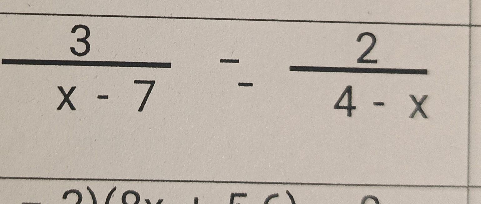 Фото задания: Solve the equation: \(\frac{3}{x-7} = \frac{2}{4-x}\)