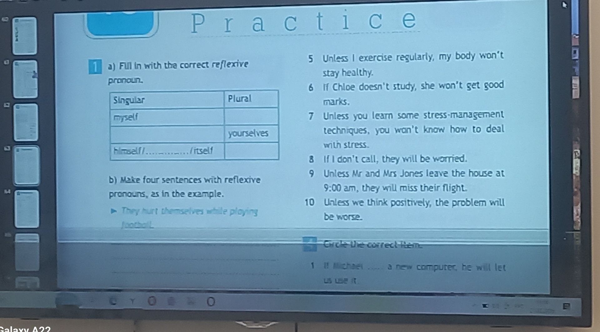 Фото задания: 1 b) Make four sentences with reflexive pronouns, as in the example.