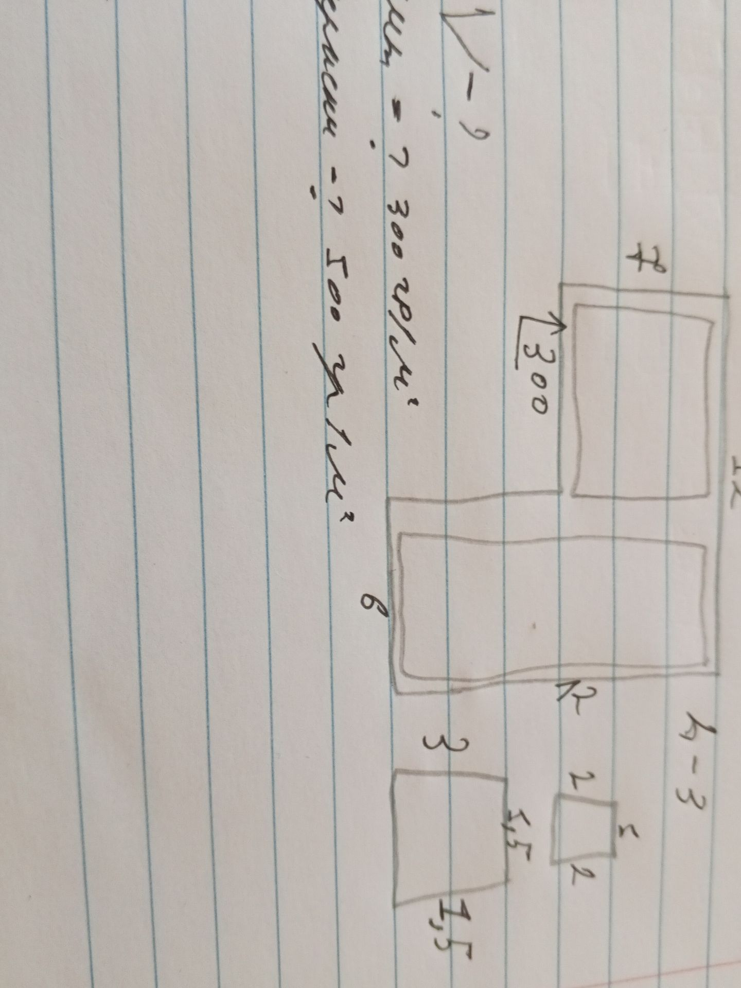 Фото задания: Determine the area of the rectangles and calculate the total area, given the dimensions in the image.