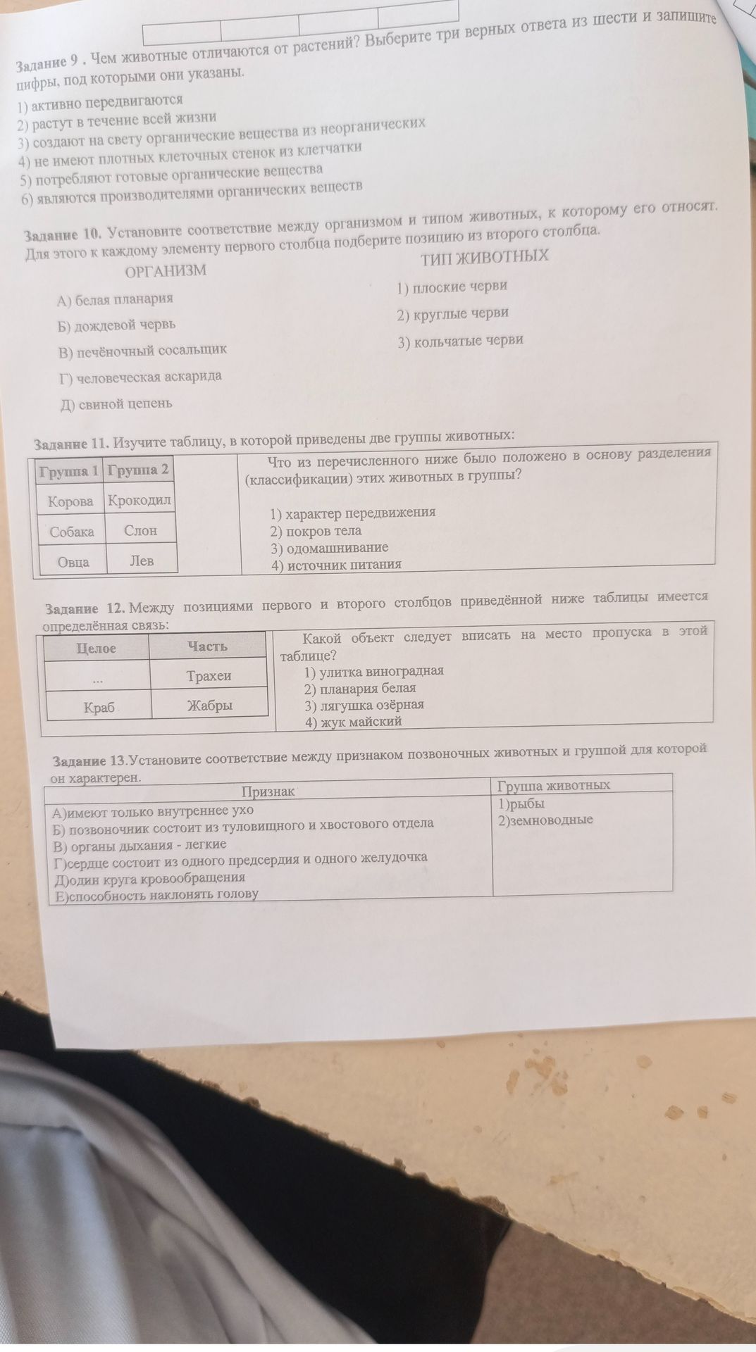 Фото задания: Чем животные отличаются от растений? Выберите три верных ответа из шести и запишите цифры, под которыми они указаны.