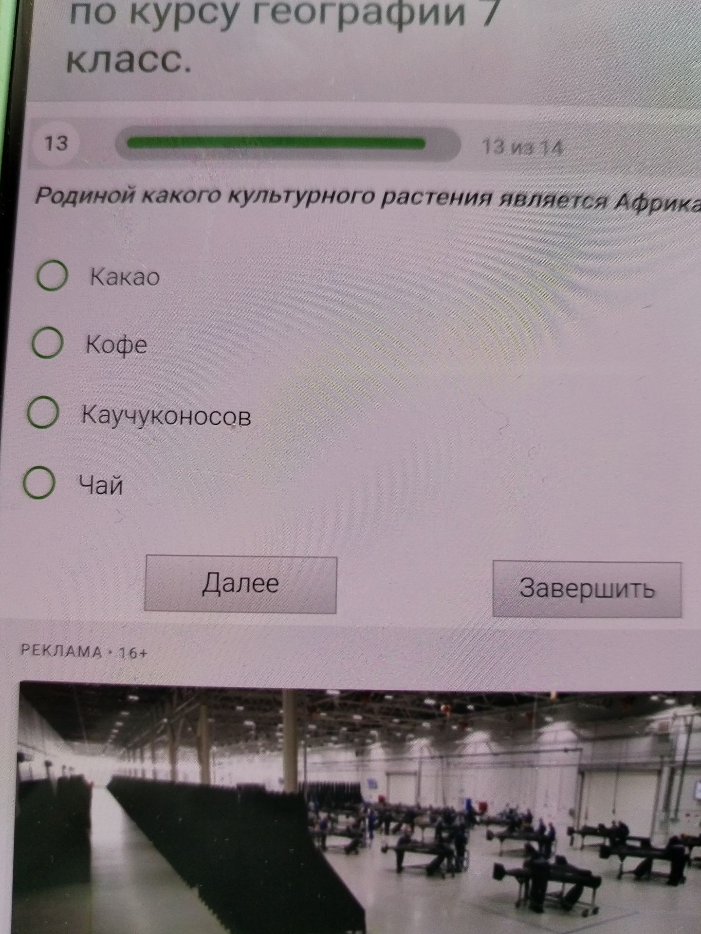 Фото задания: Родиной какого культурного растения является Африка?