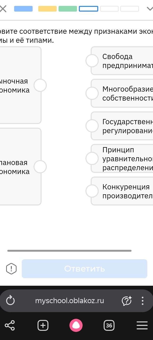 Фото задания: Соотнесите признаки экономики и её типы.