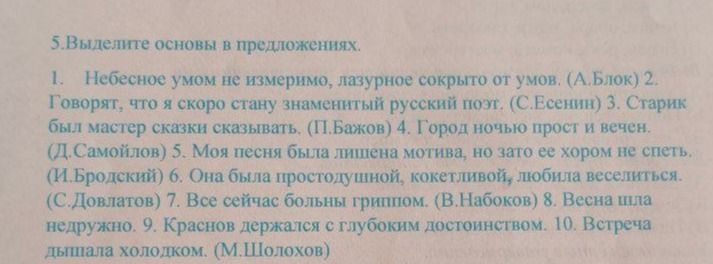 Фото задания: 5. Выделите основы в предложениях.