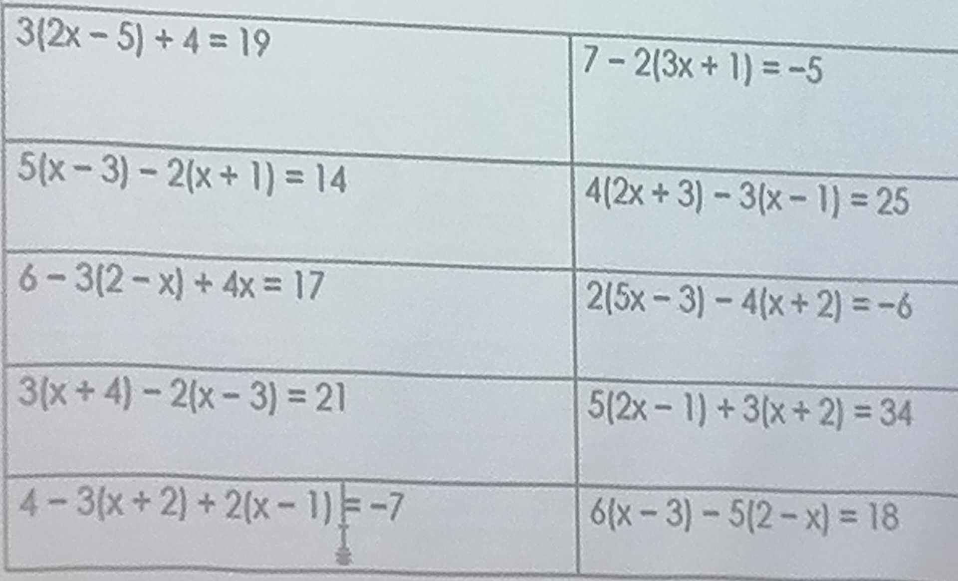 Фото задания: 3(2x - 5) + 4 = 19