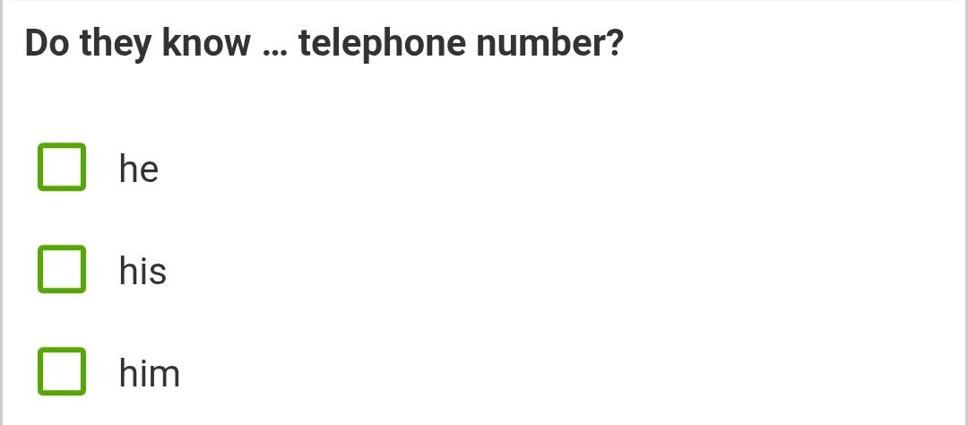 Фото задания: Do they know ... telephone number?