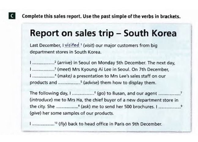 Фото задания: Complete this sales report. Use the past simple of the verbs in brackets.