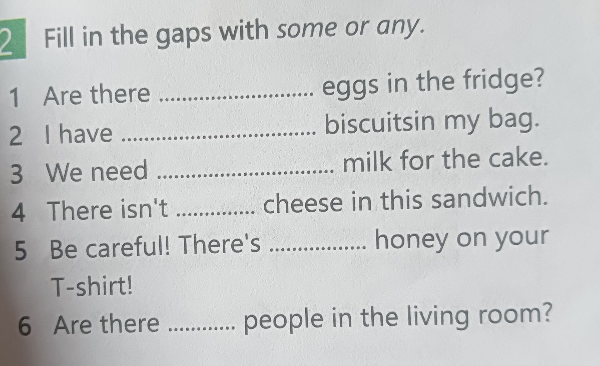 Фото задания: Fill in the gaps with some or any.